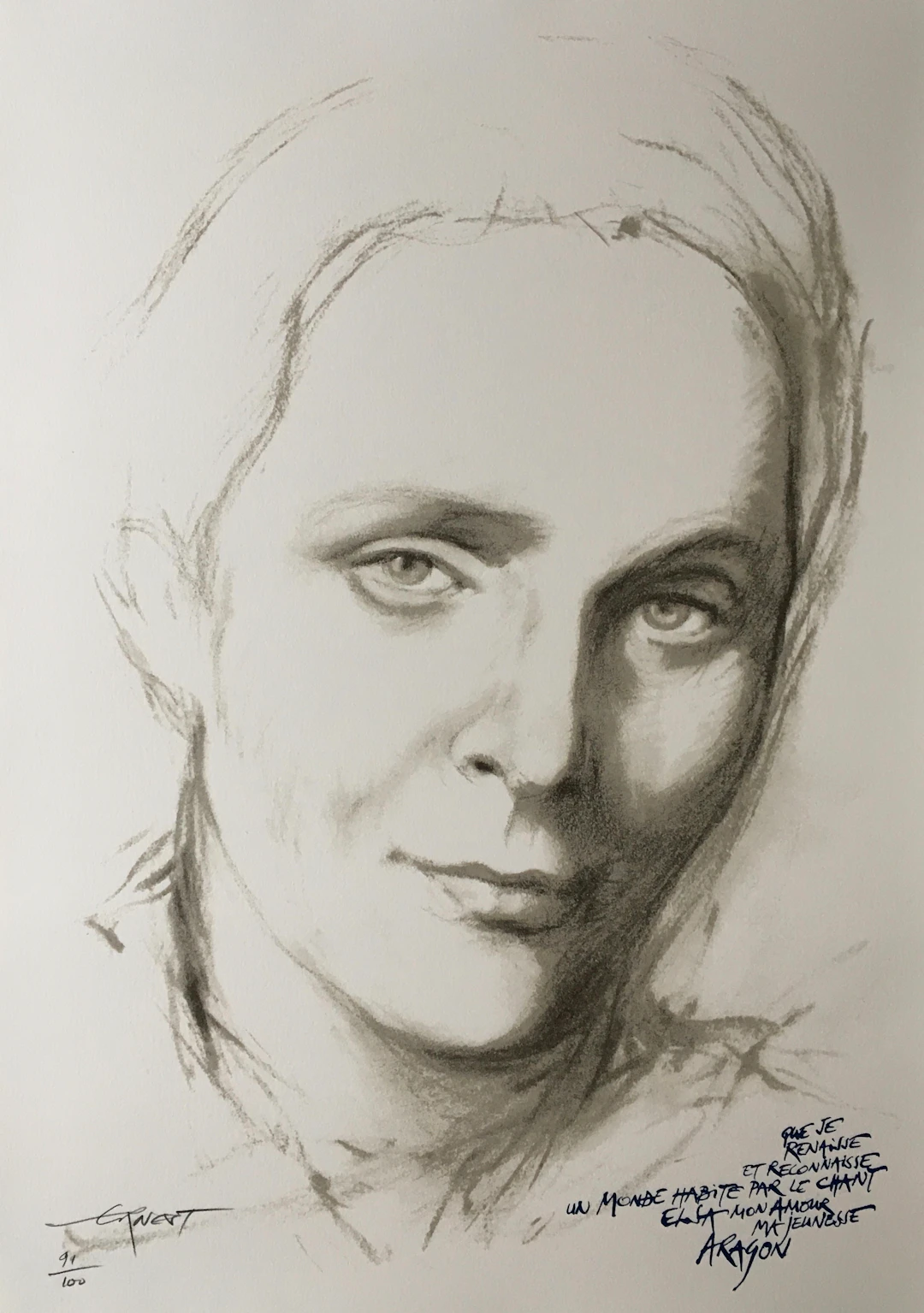 Ernest PIGNON-ERNEST - Elsa, 2019 - Sérigraphie originale signée au crayon