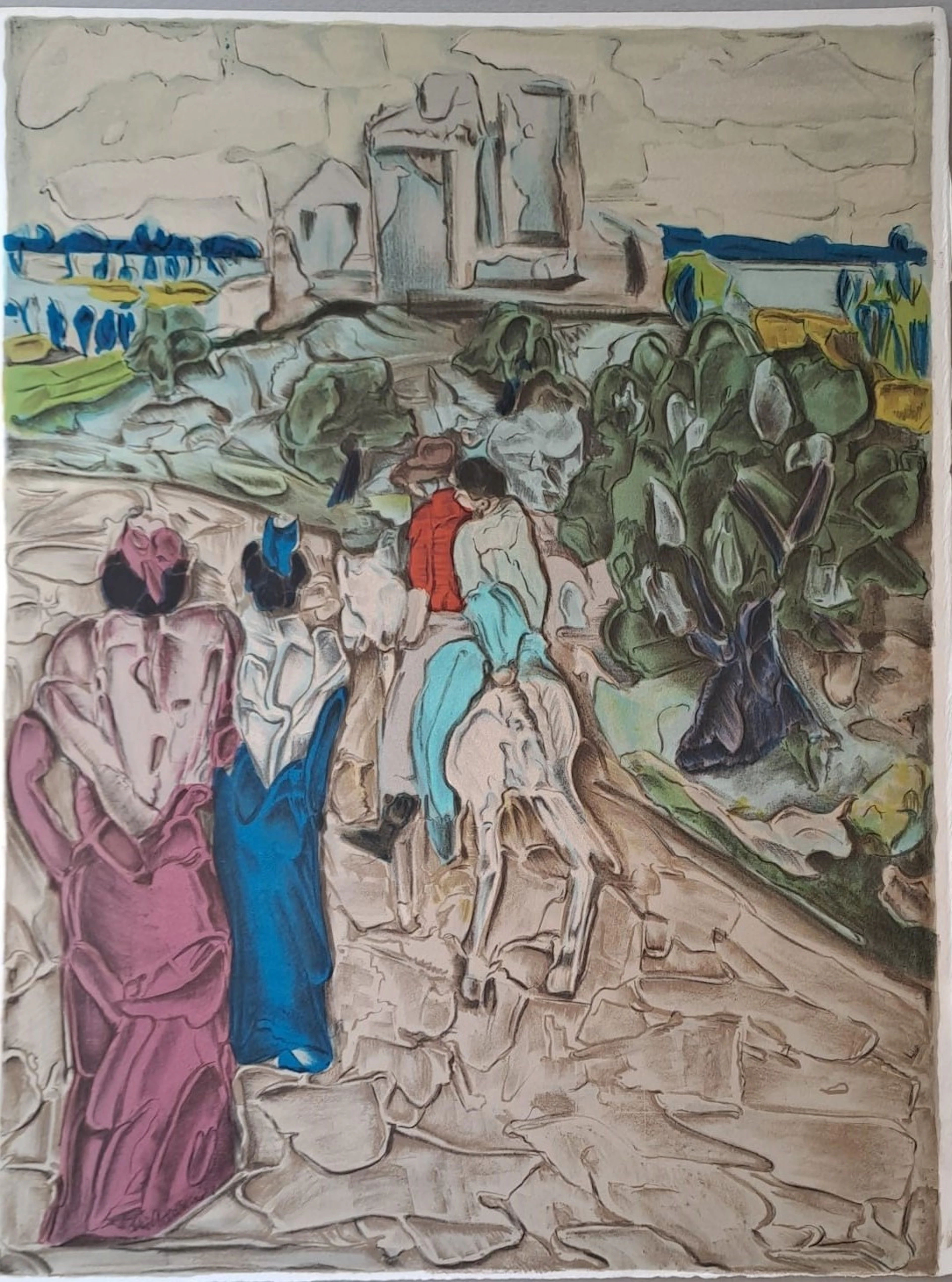 Toussaint d’Orcino - Un dimanche vers la ville - Lithographie originale