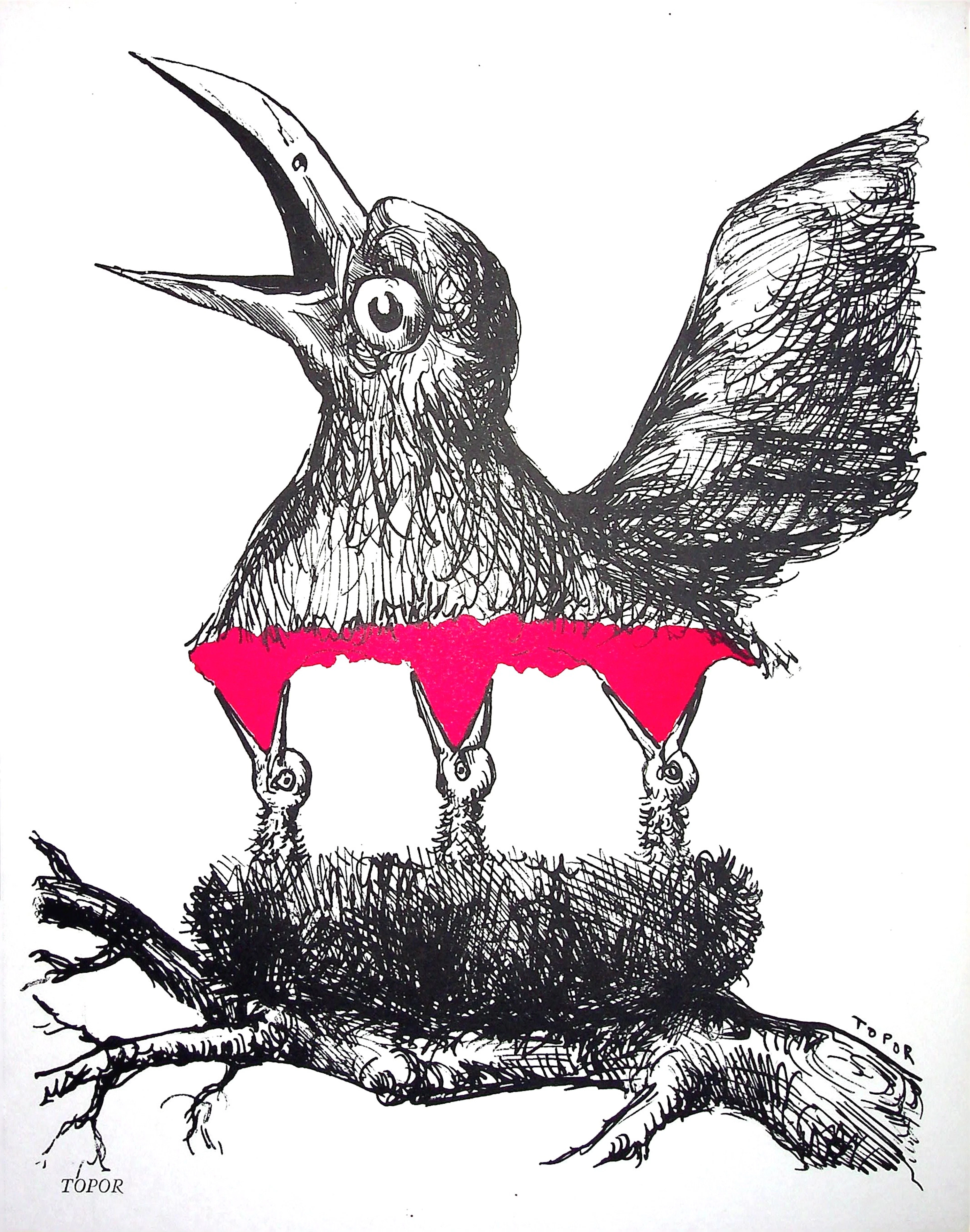 Roland TOPOR - La mère et le nid - Lithographie originale, signée