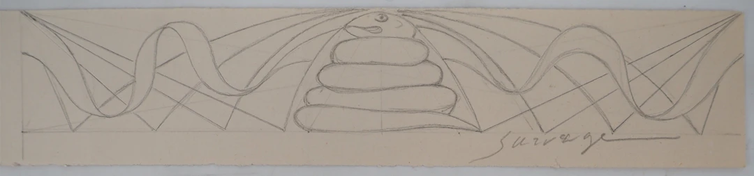 Léopold SURVAGE - Hommage au serpent - Dessin original, Signé
