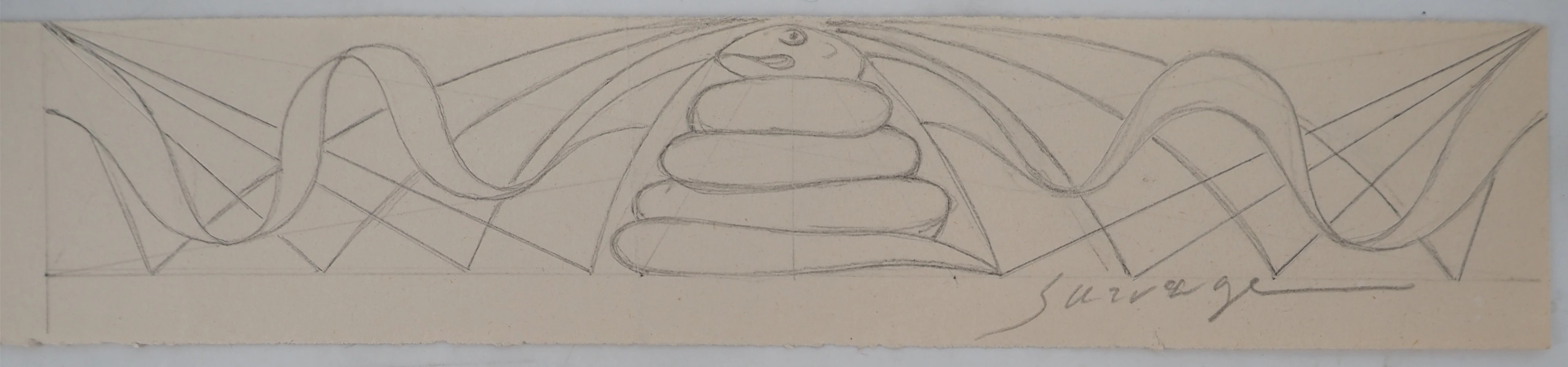 Léopold SURVAGE - Hommage au serpent - Dessin original, Signé