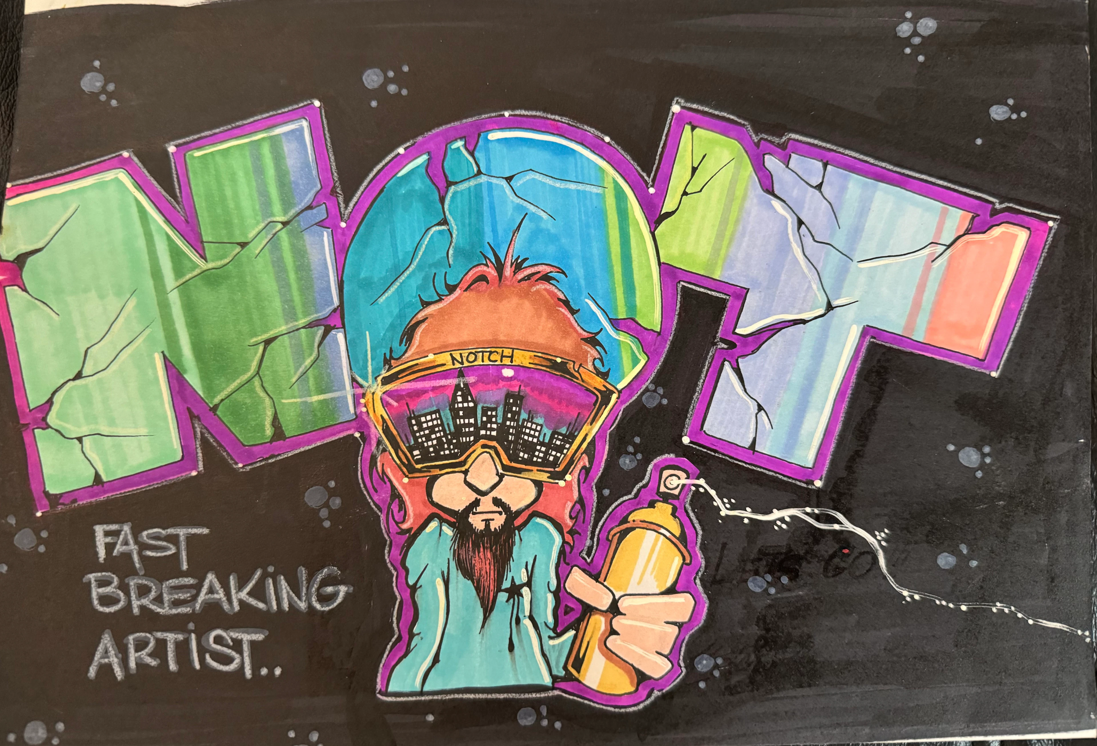 NOTCH 56 FBA (bronx) graffiti sketch signé papier 2010