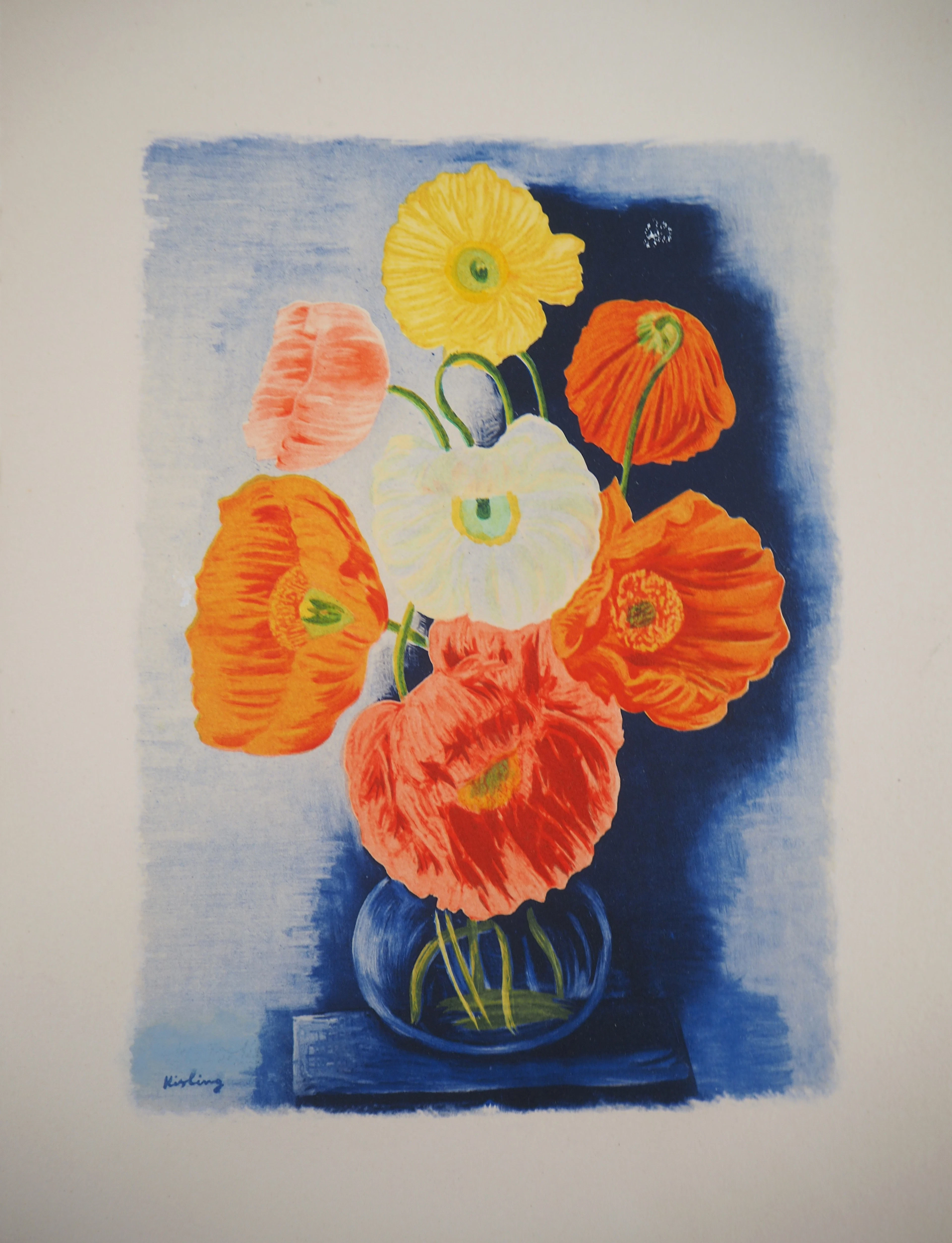 Moïse KISLING : Bouquet de pavots - Lithographie originale