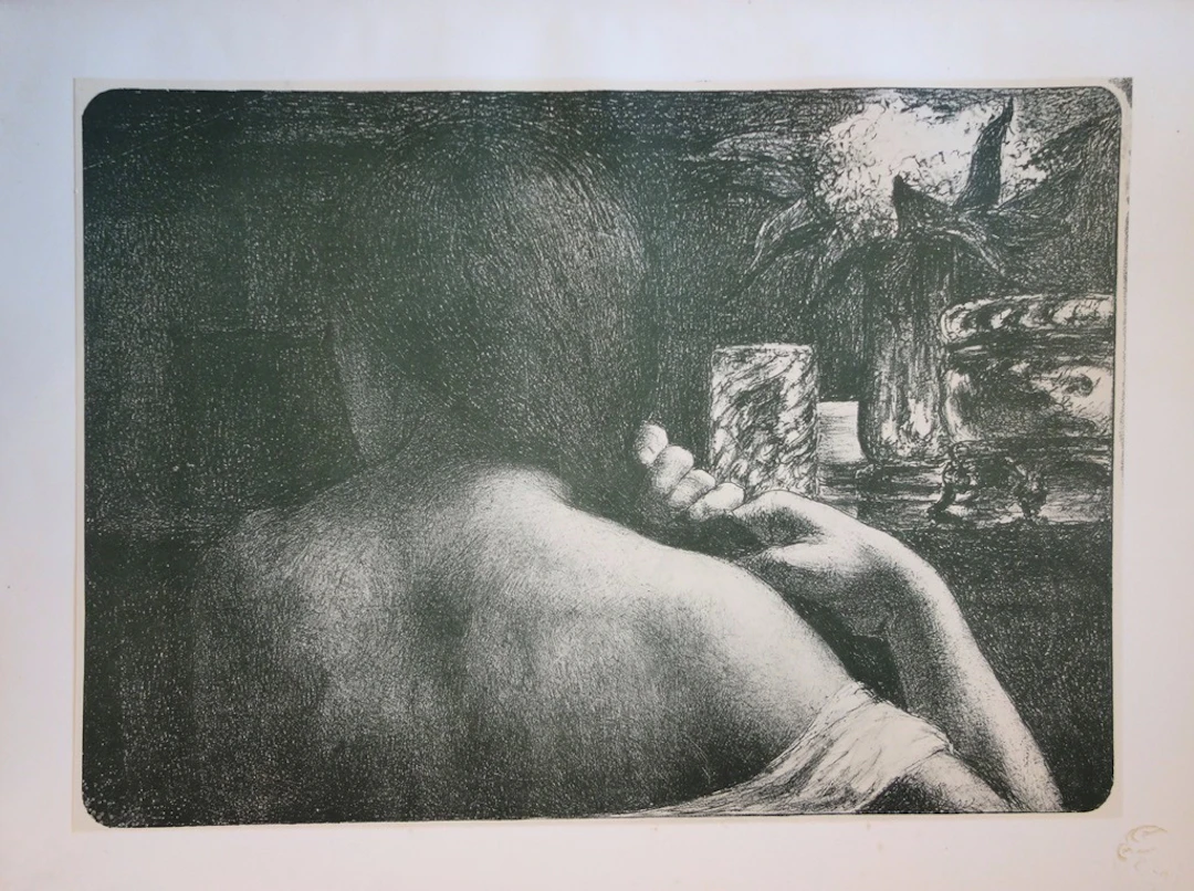 Jules FLANDRIN - La chevelure, Lithographie originale signée (1897)
