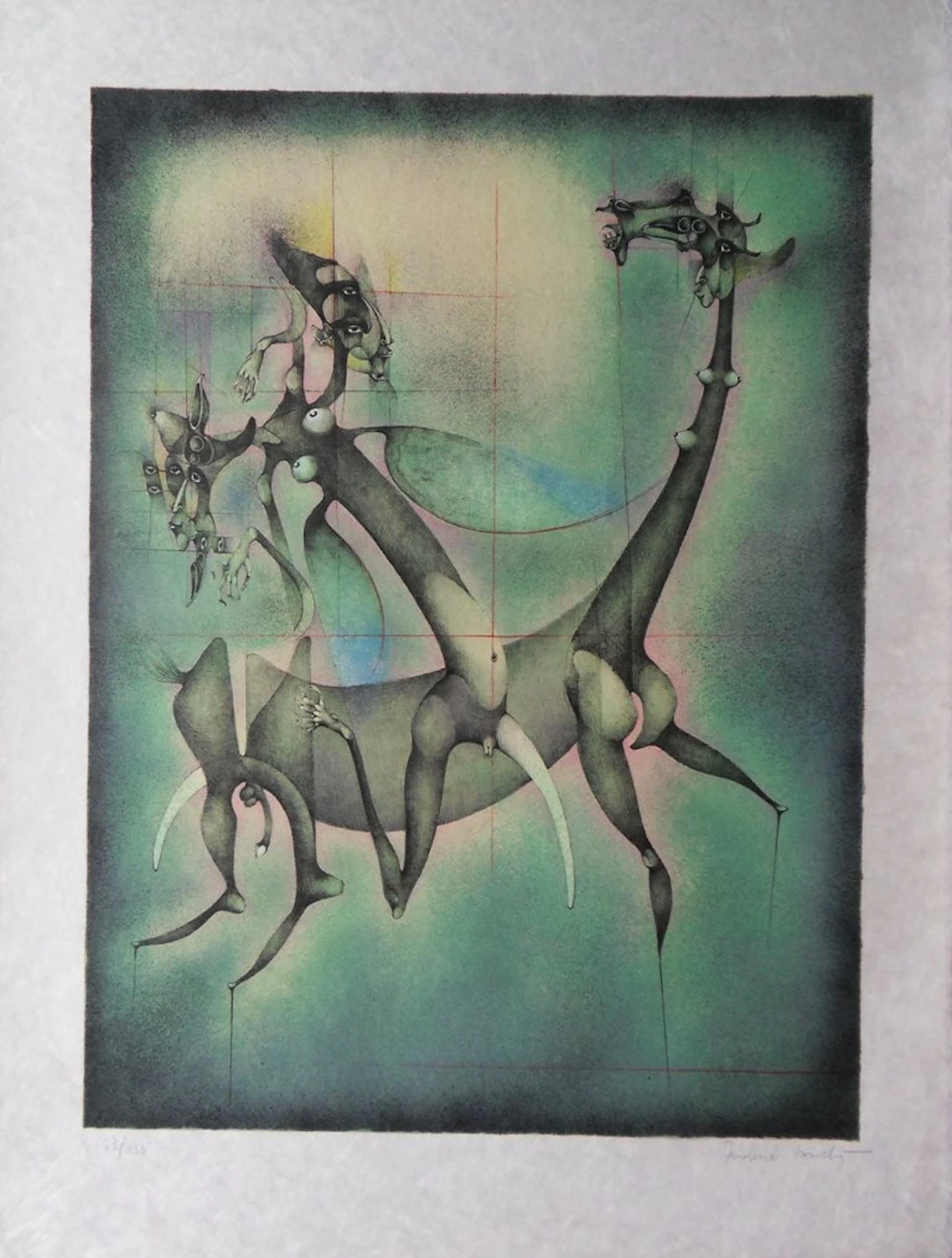 Frédéric BOUCHE : Ballade équestre - Lithographie originale signée au crayon