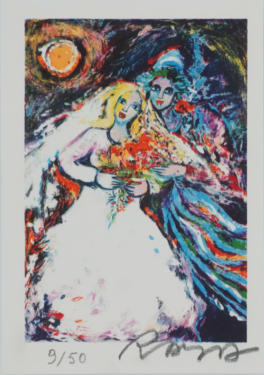 Alain RAYA SORKINE : Mariés au clair de lune, Lithographie originale signée