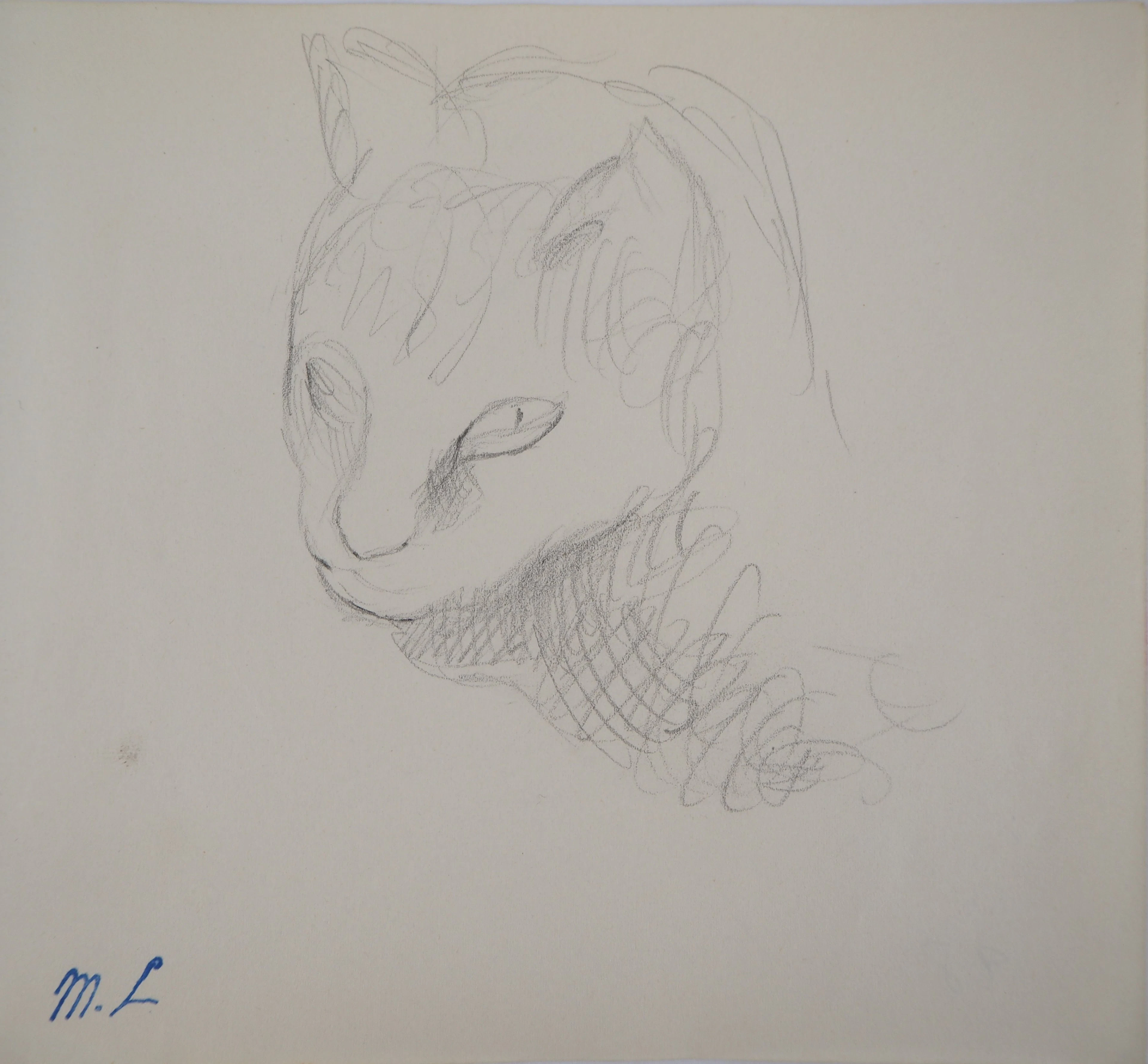 Marie LAURENCIN : Chat, Dessin original signé