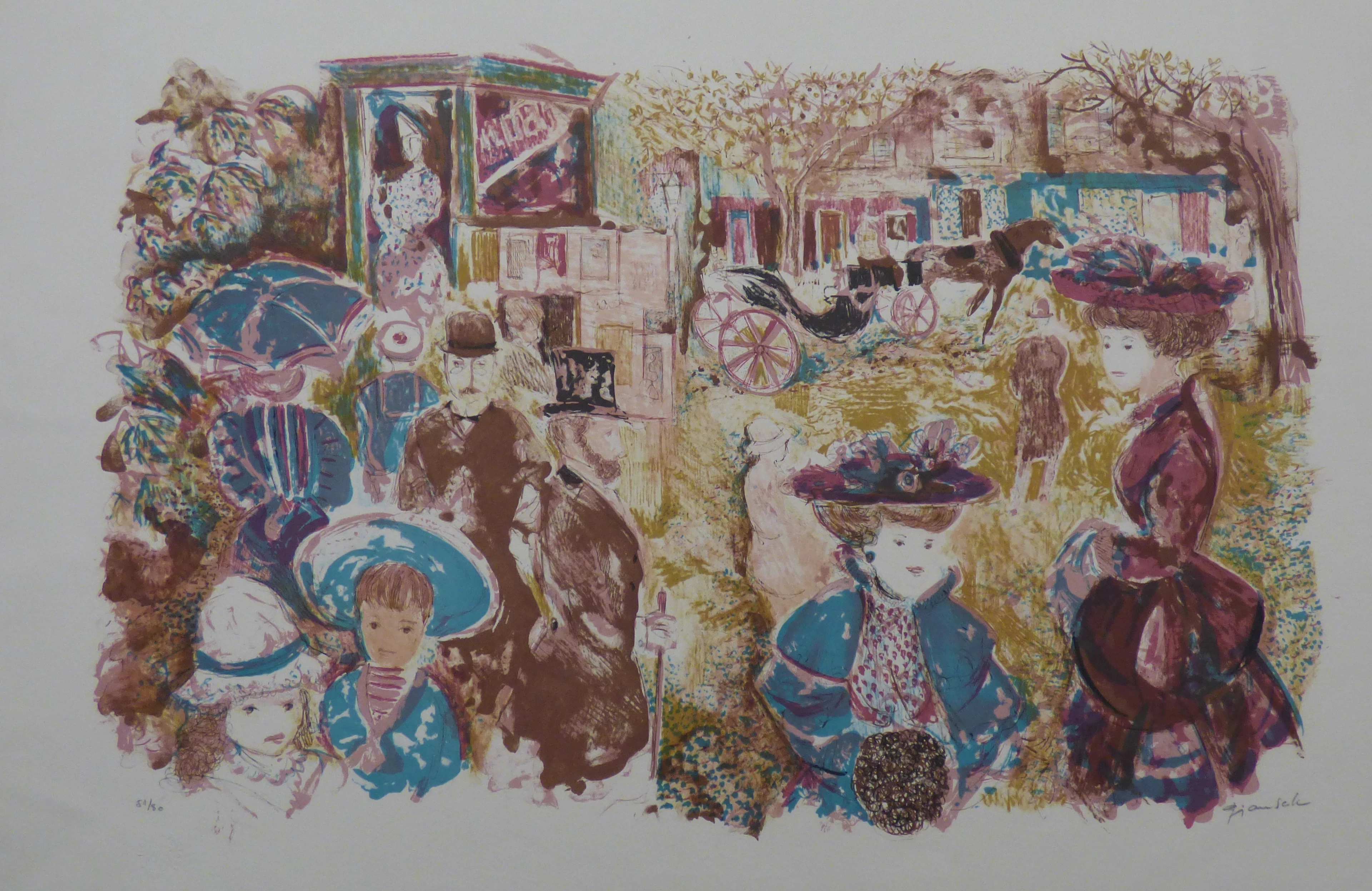 Emilio GRAU-SALA - La Place du village, 1960 - Lithographie originale