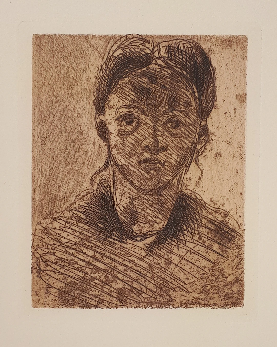 Paul CEZANNE - Portrait de jeune fille, 1873 - Gravure originale, Signée