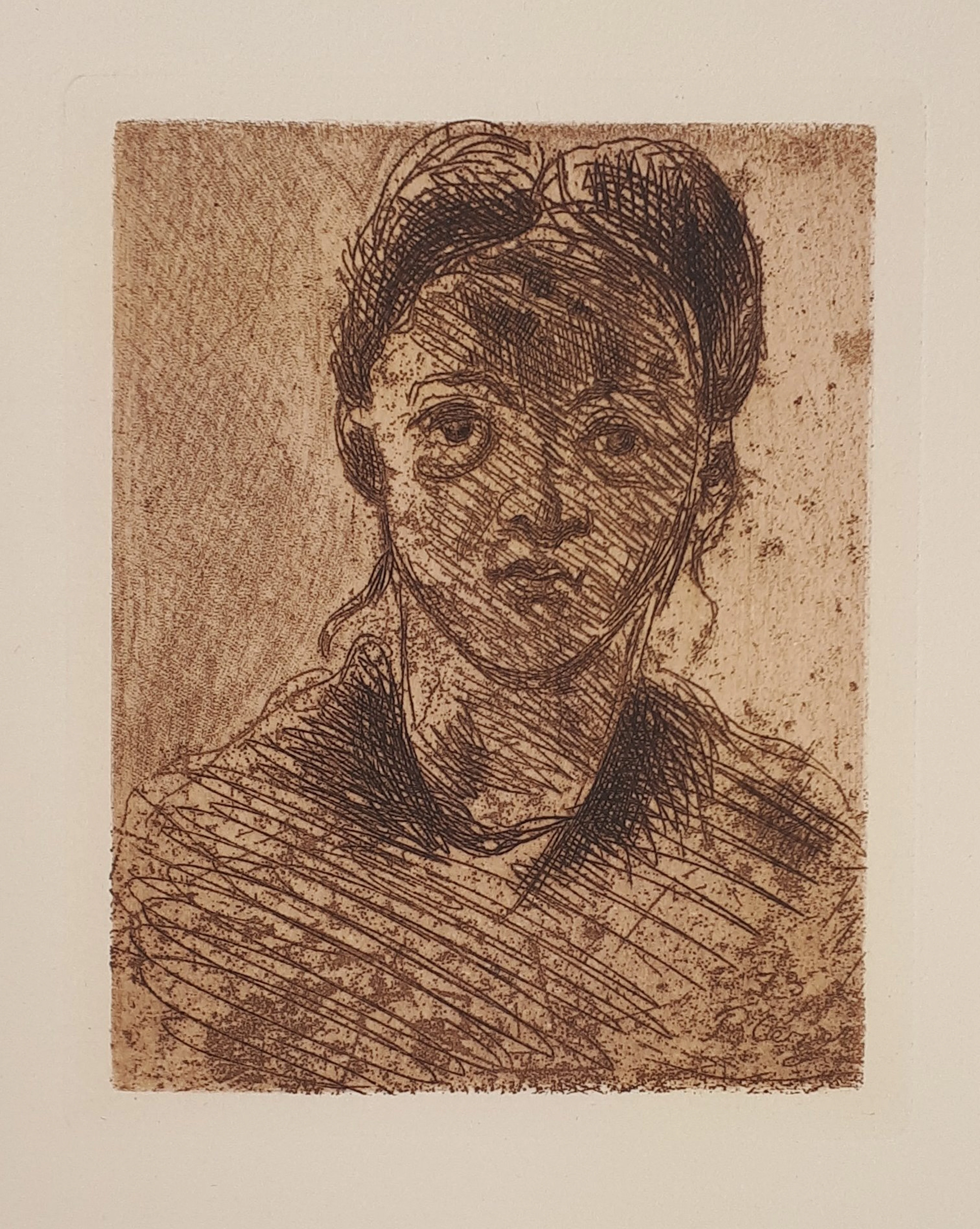 Paul CEZANNE - Portrait de jeune fille, 1873 - Gravure originale, Signée