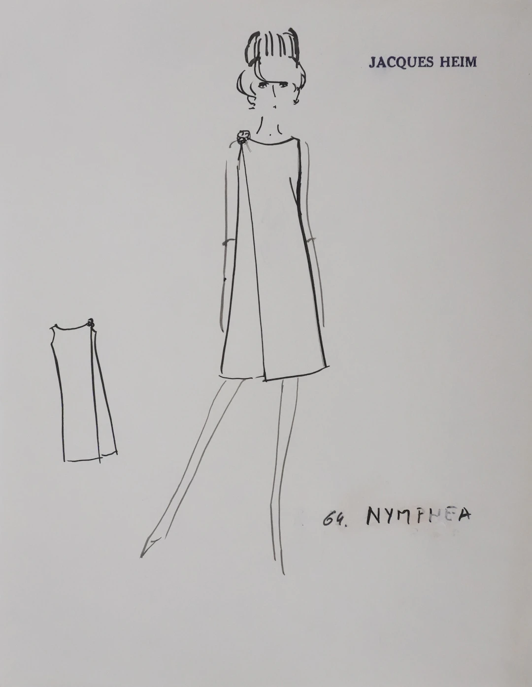 Jacques HEIM : Robe Nymphea, Dessin original signé