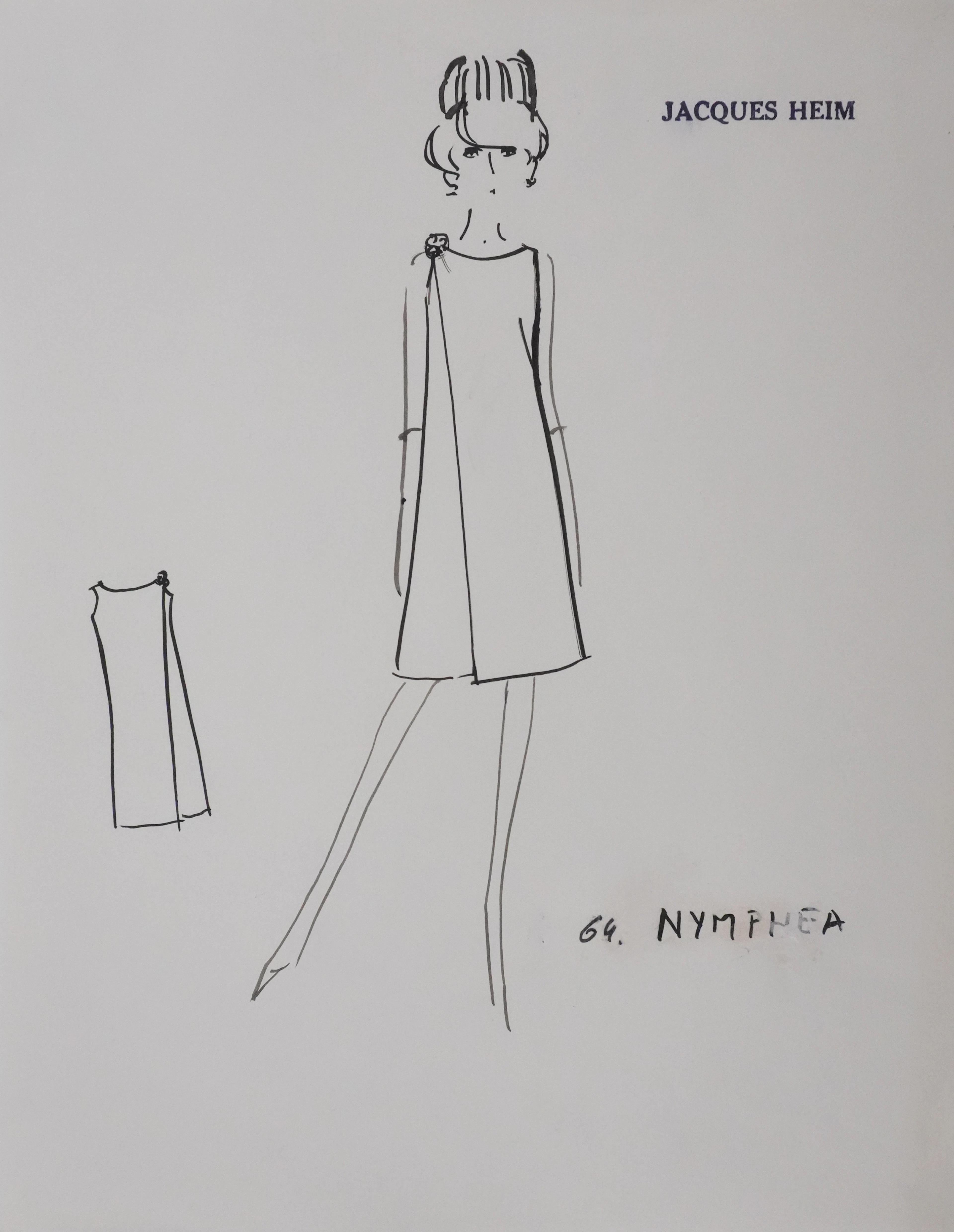 Jacques HEIM : Robe Nymphea, Dessin original signé