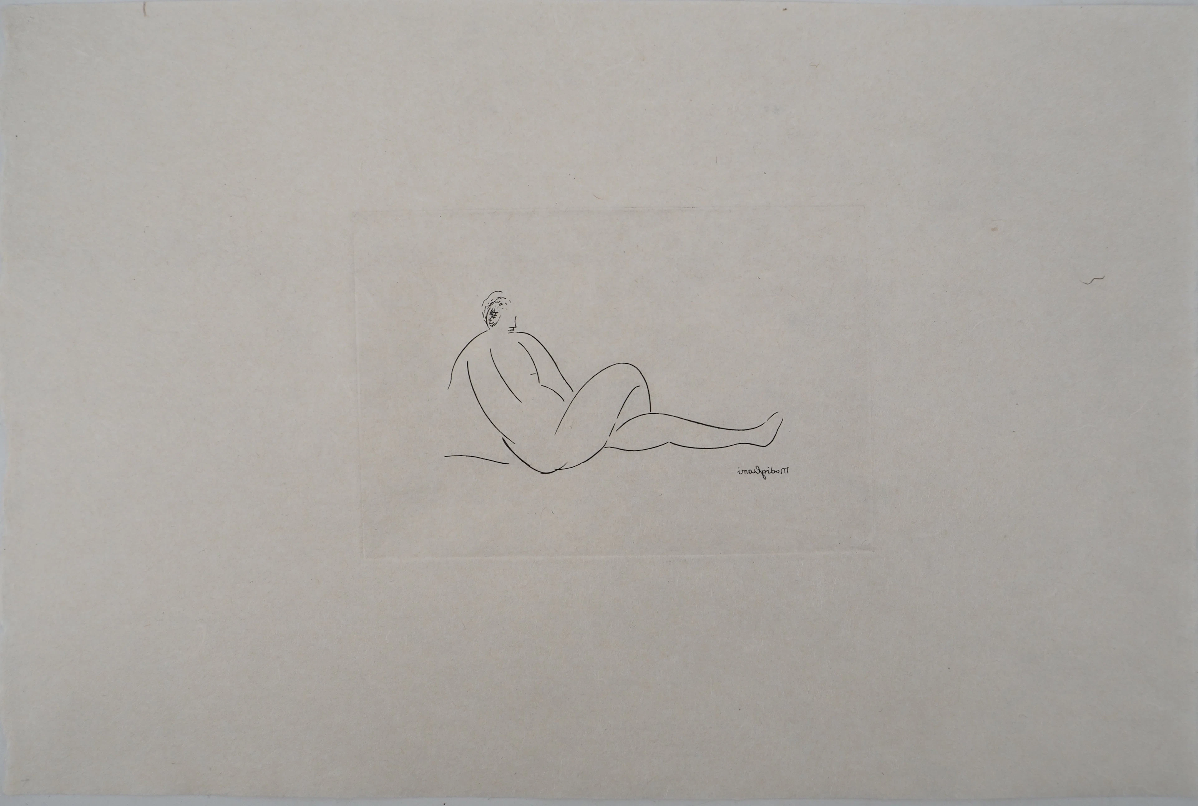 Amedeo MODIGLIANI : Femme allongée de dos - Gravure originale signée