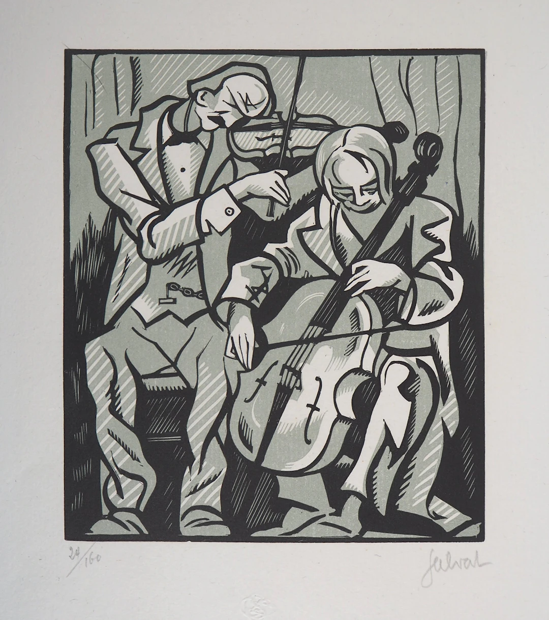 François-Martin SALVAT : Duo, Violoniste et violoncelliste, 1929 -