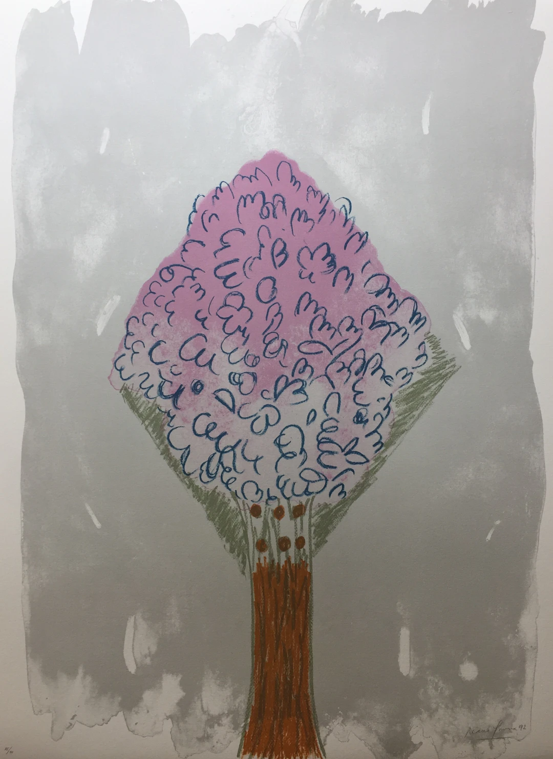 Maria GIRONA - Lilas, 1992 - Lithographie signée au crayon