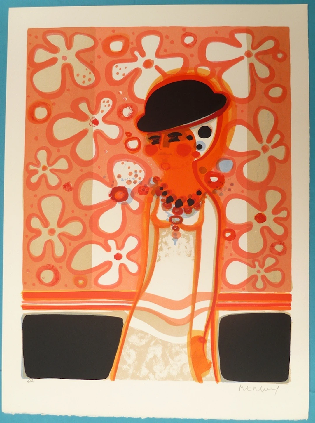 Frédéric MENGUY : Jeune femme au chapeau - Lithographie originale signée