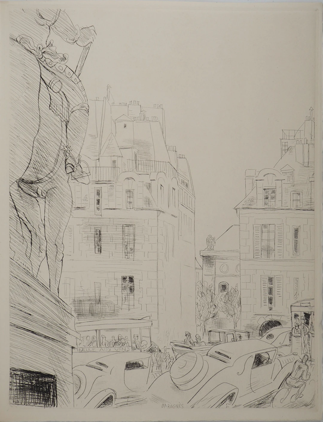 Jean Gabriel DARAGNES : Rue parisienne, Gravure originale signée