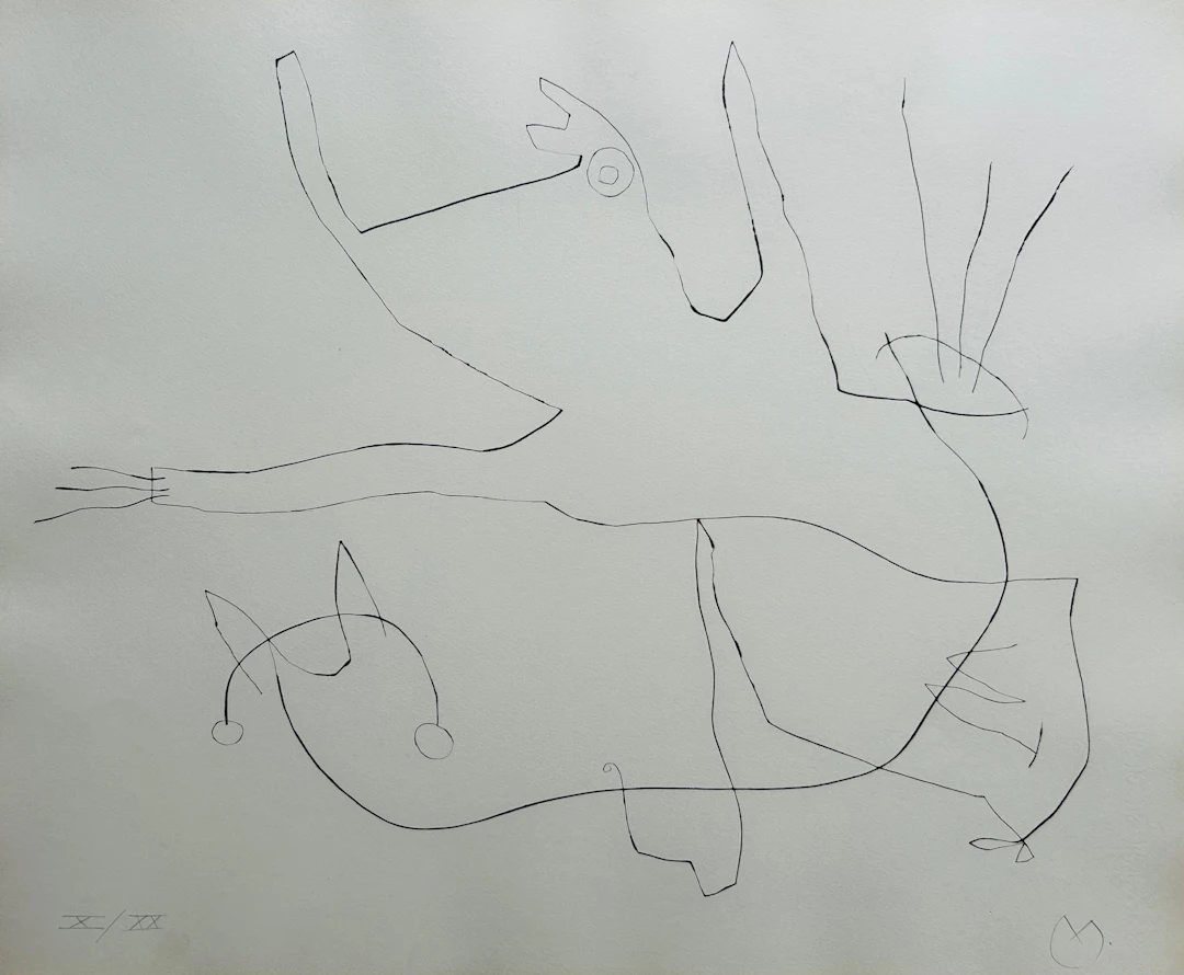 Joan MIRO - Flux de l’aimant, 1964 - Pointe-sèche originale signée au crayon