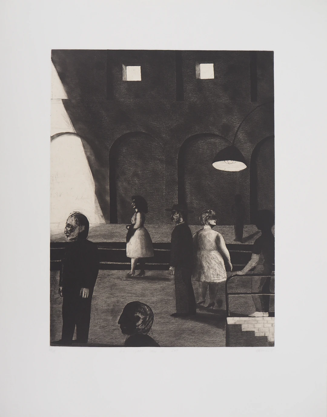 Richard DAVIES - A la gare - Gravure originale signée