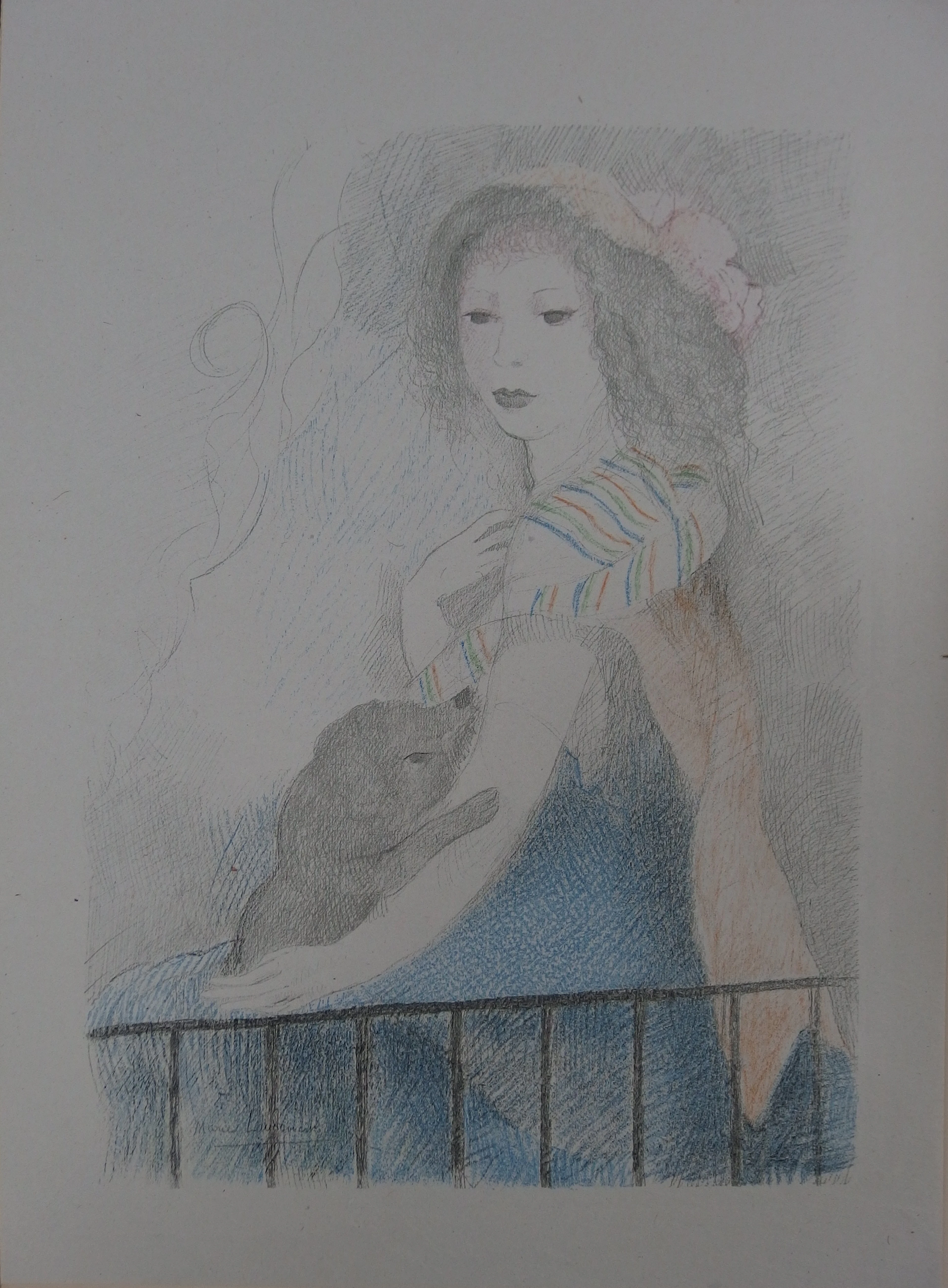 Marie LAURENCIN : Autoportrait au petit chien, Lithographie signée - 1928
