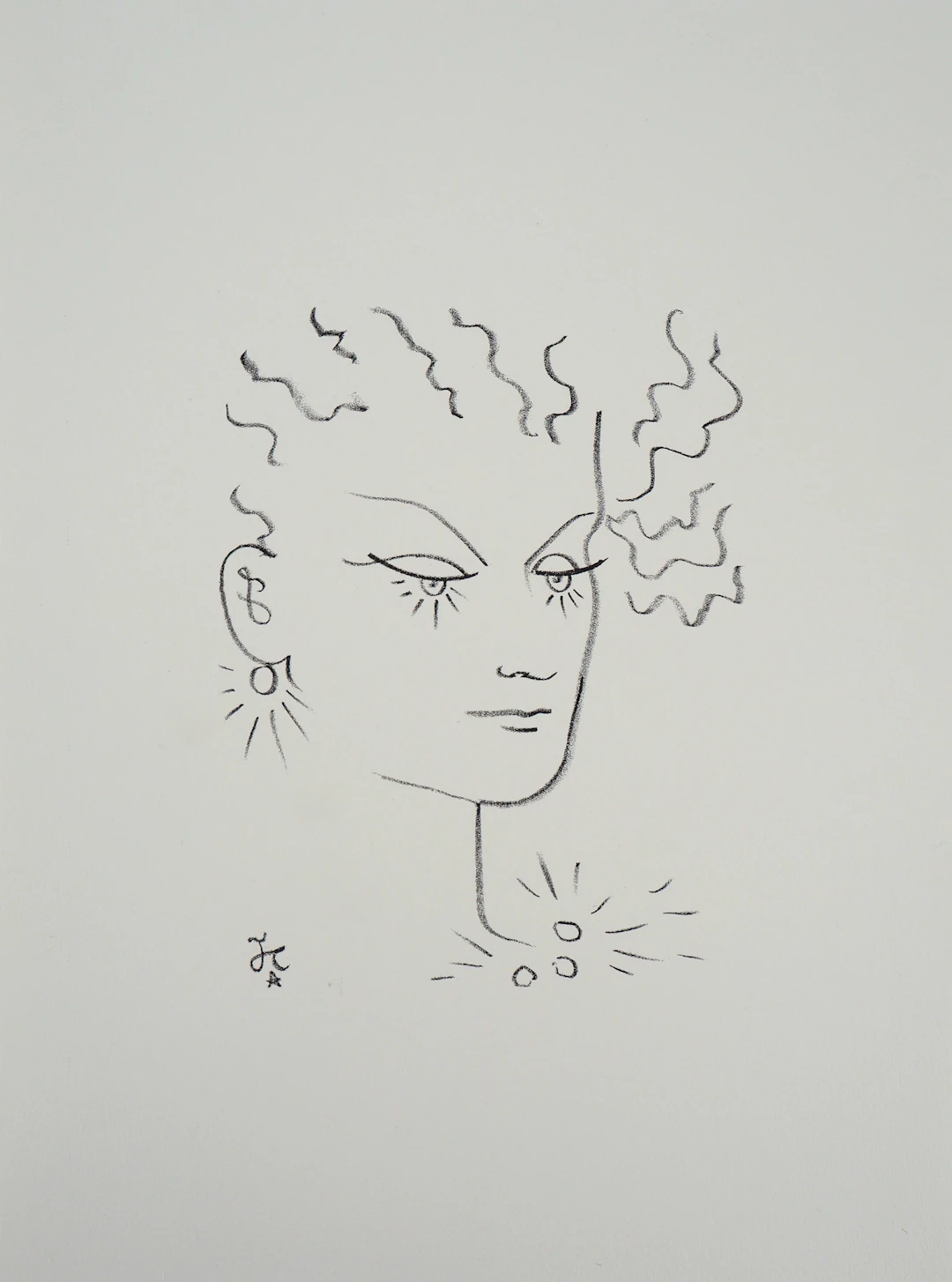 Jean COCTEAU : La parure de perles - Lithographie signée