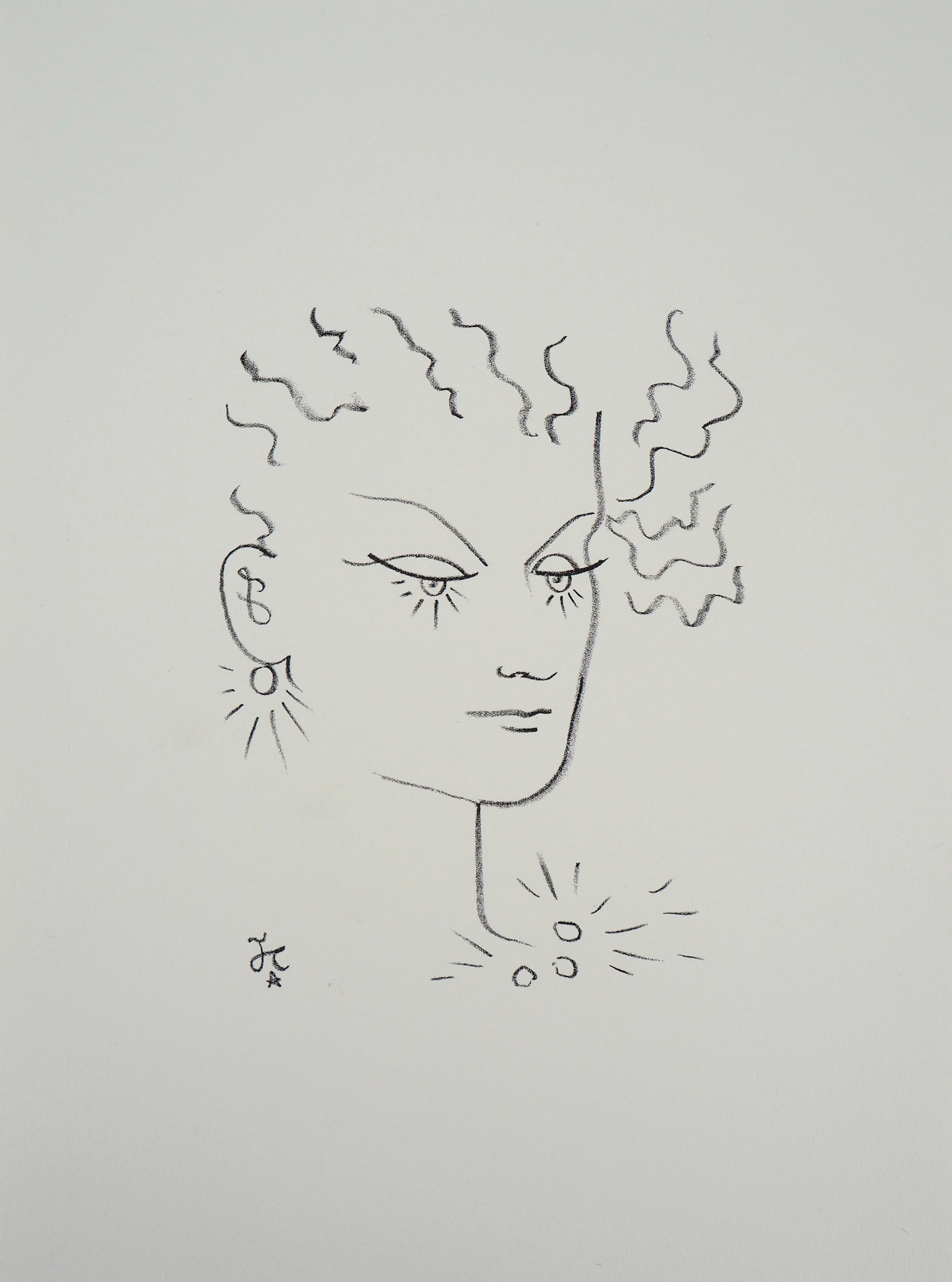 Jean COCTEAU : La parure de perles - Lithographie signée