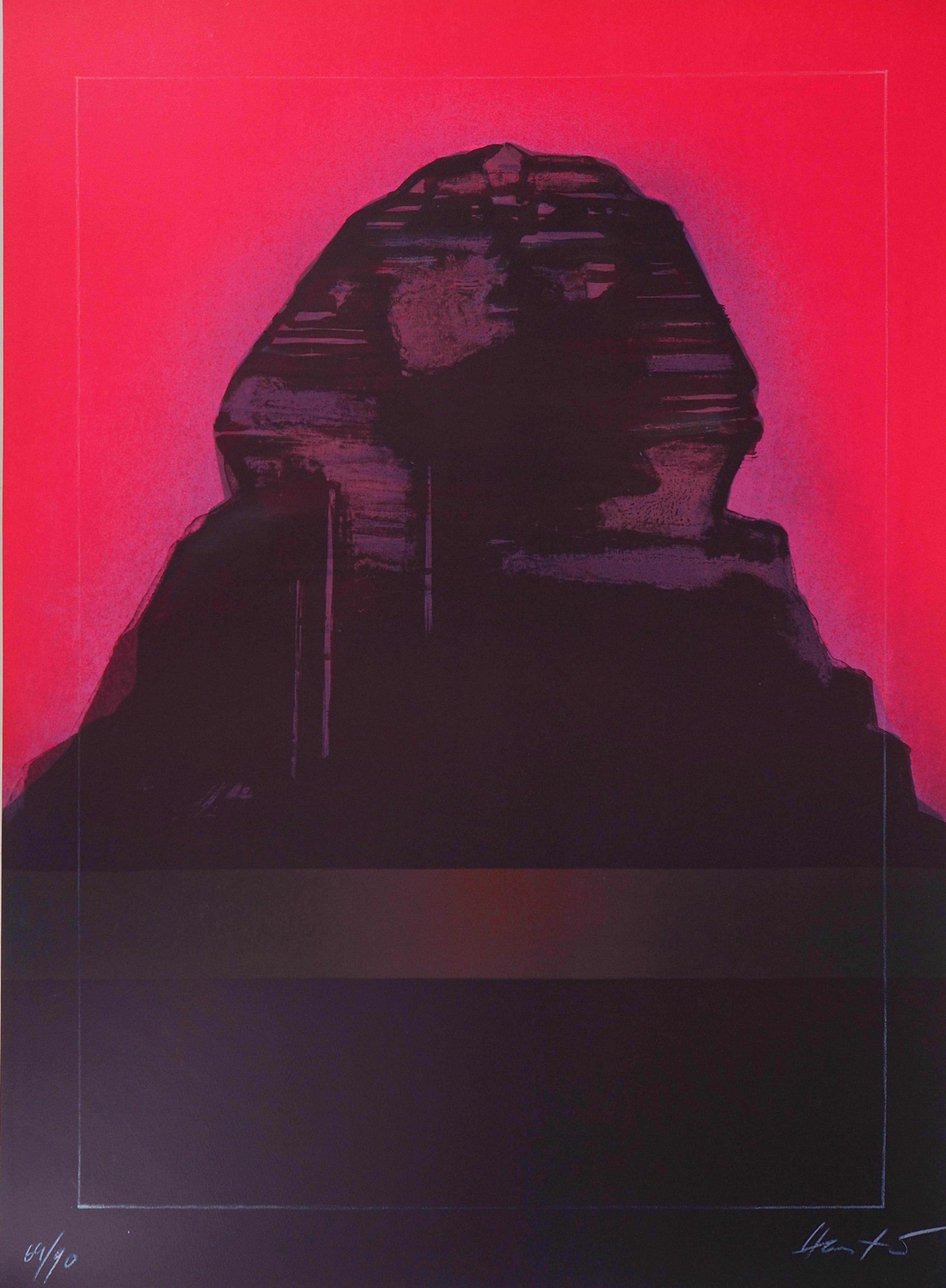 Claude HASTAIRE : Egypte, le Sphinx rose - Lithographie originale signée