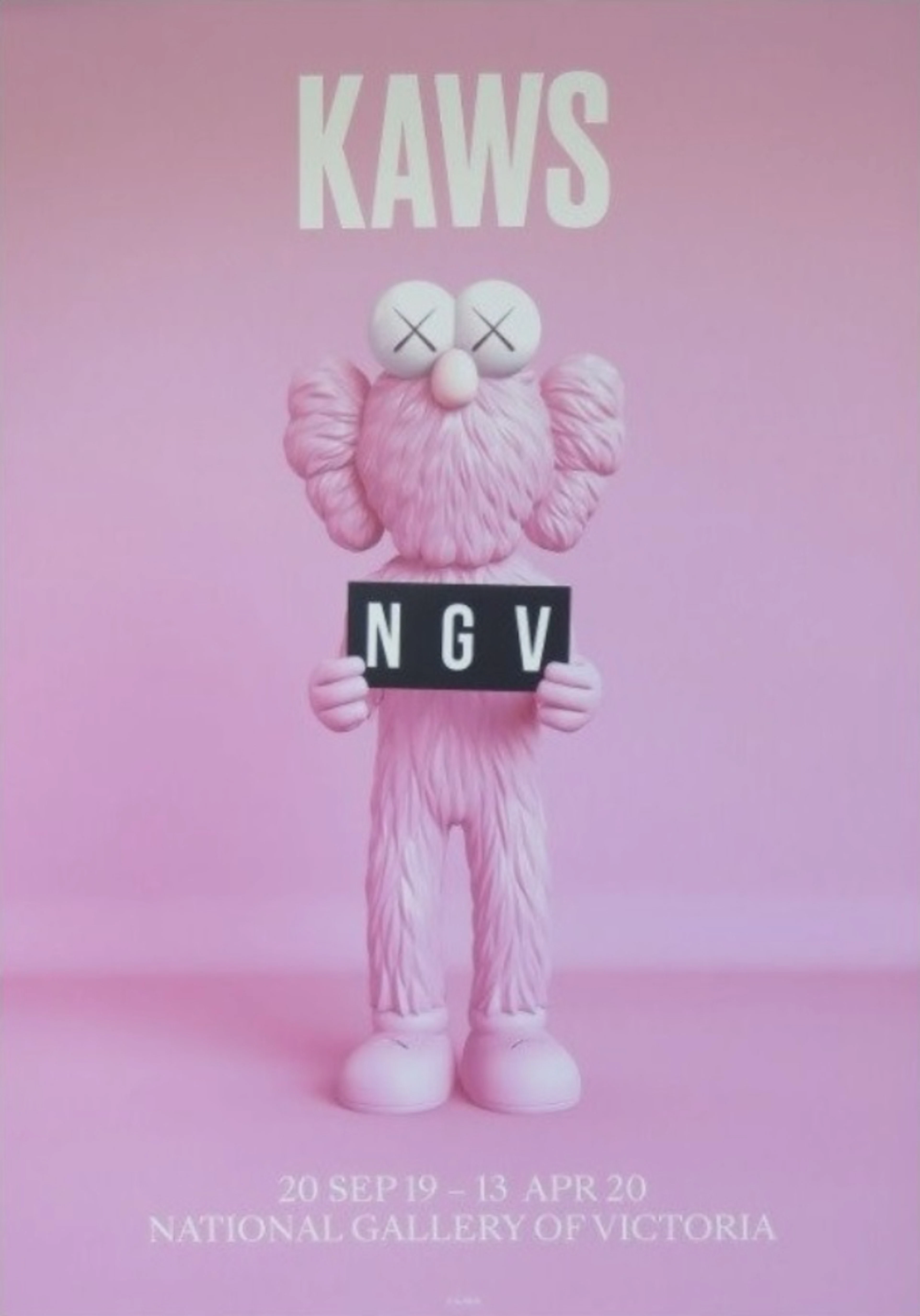 KAWS - Affiche originale d’exposition (version rose) - NGV Melbourne - 2019
