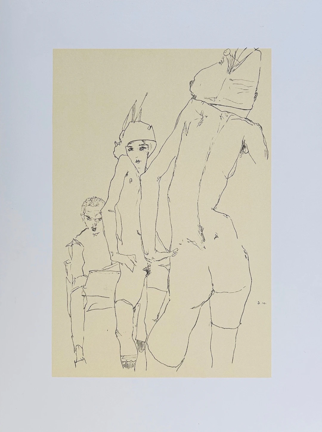 Egon SCHIELE - Autoportrait au miroir, 1910 - Lithographie signée