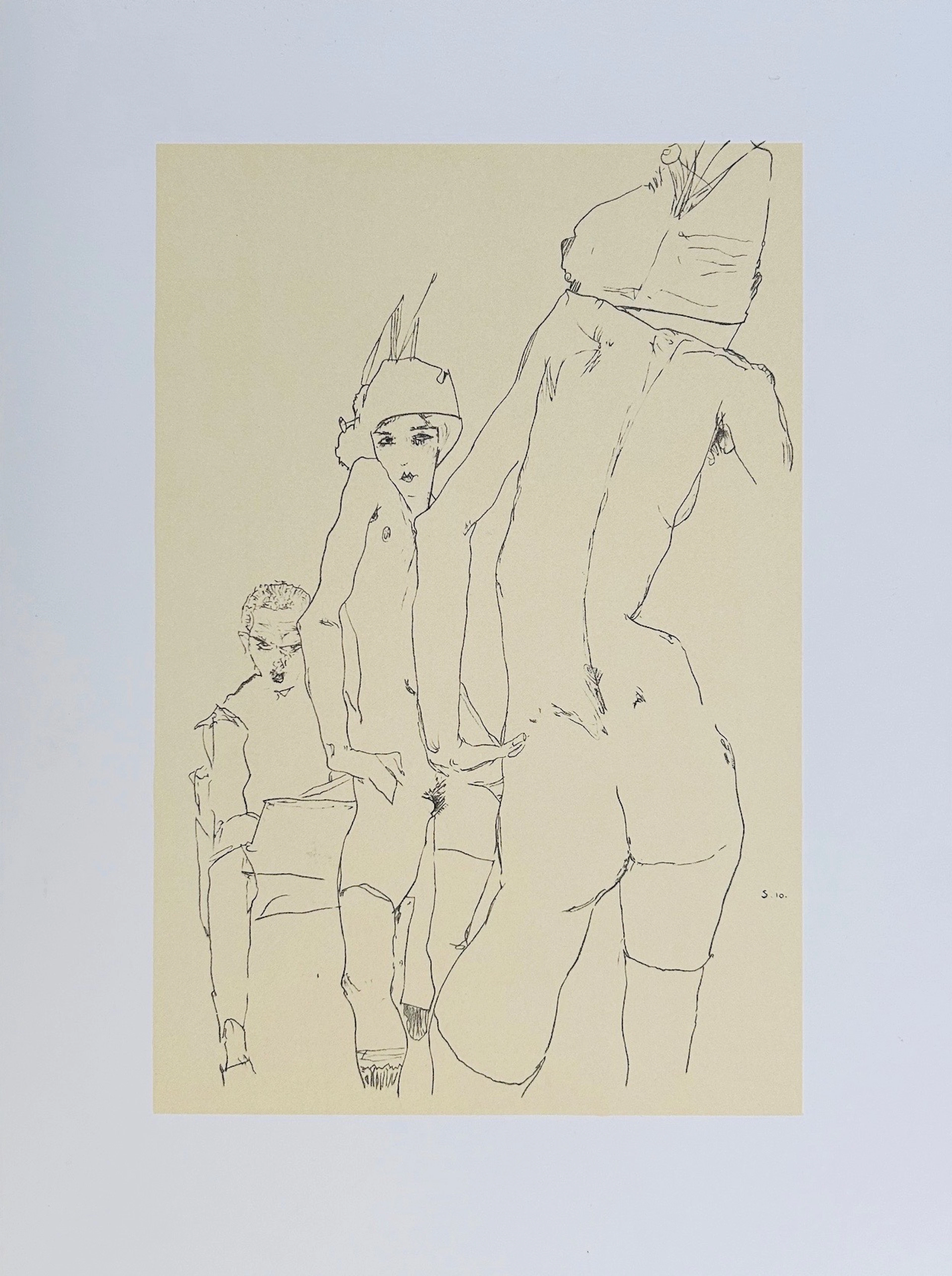 Egon SCHIELE - Autoportrait au miroir, 1910 - Lithographie signée