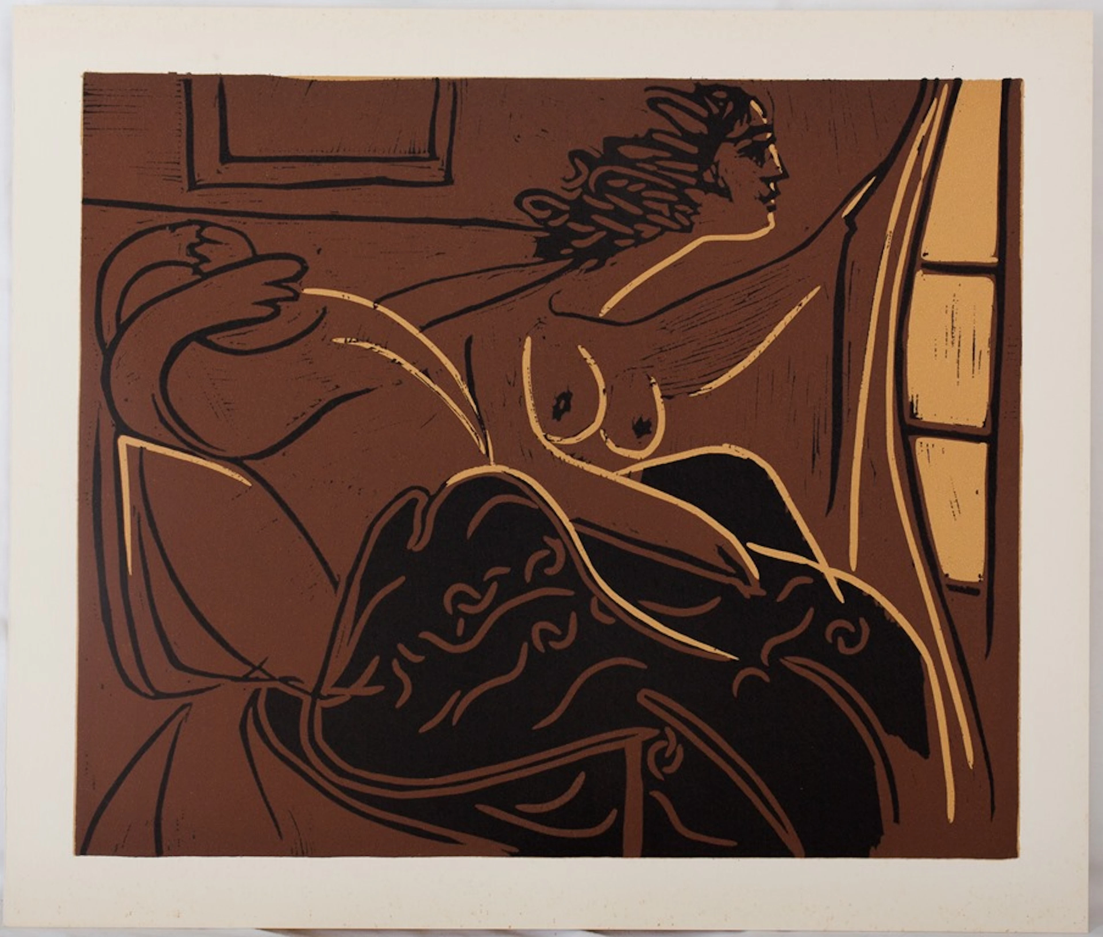 Pablo PICASSO : Femme à la fenêtre - Linogravure (1962)