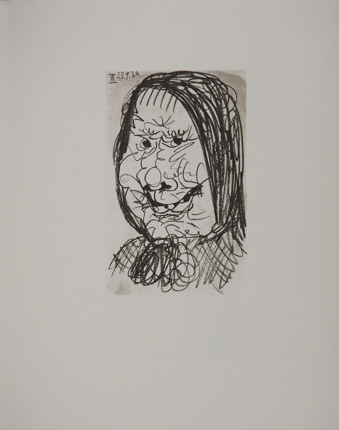 Pablo PICASSO : Le Goût du Bonheur, La vieille dame de Mougin, Lithographie