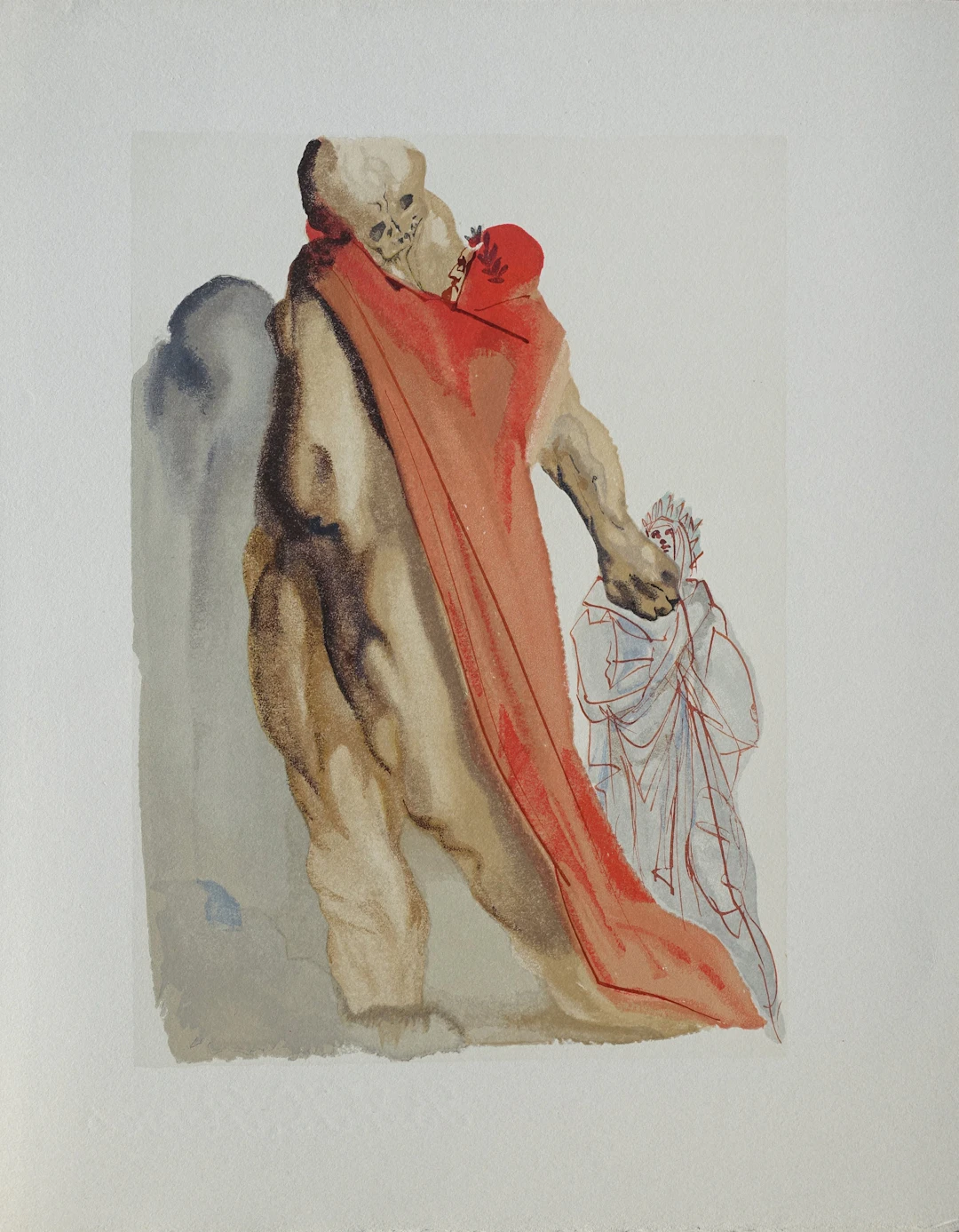 Salvador DALI : Les reproches de Virgile, Bois gravé original