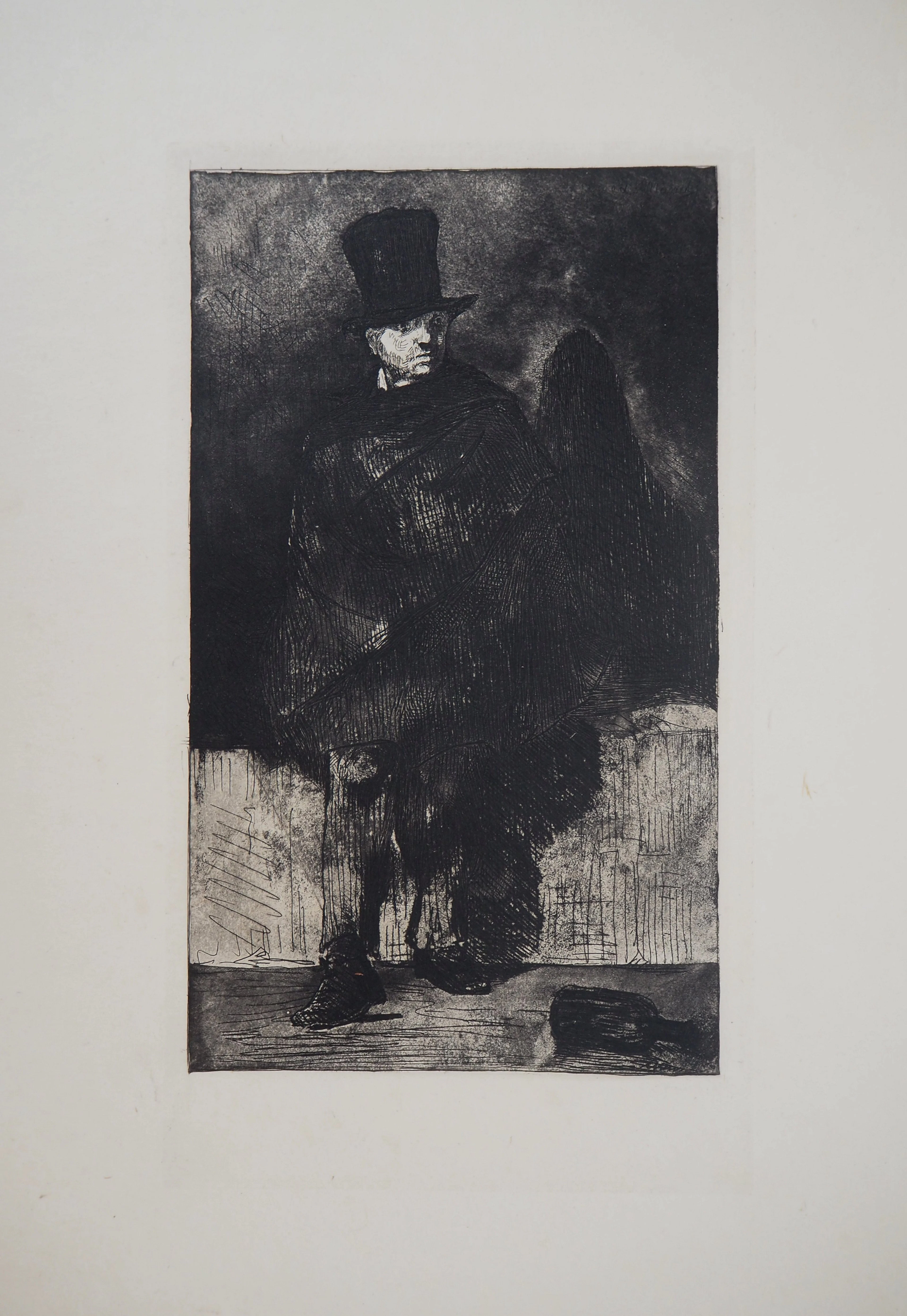 Edouard MANET - Le Buveur d’absinthe. 1860 - Gravure originale