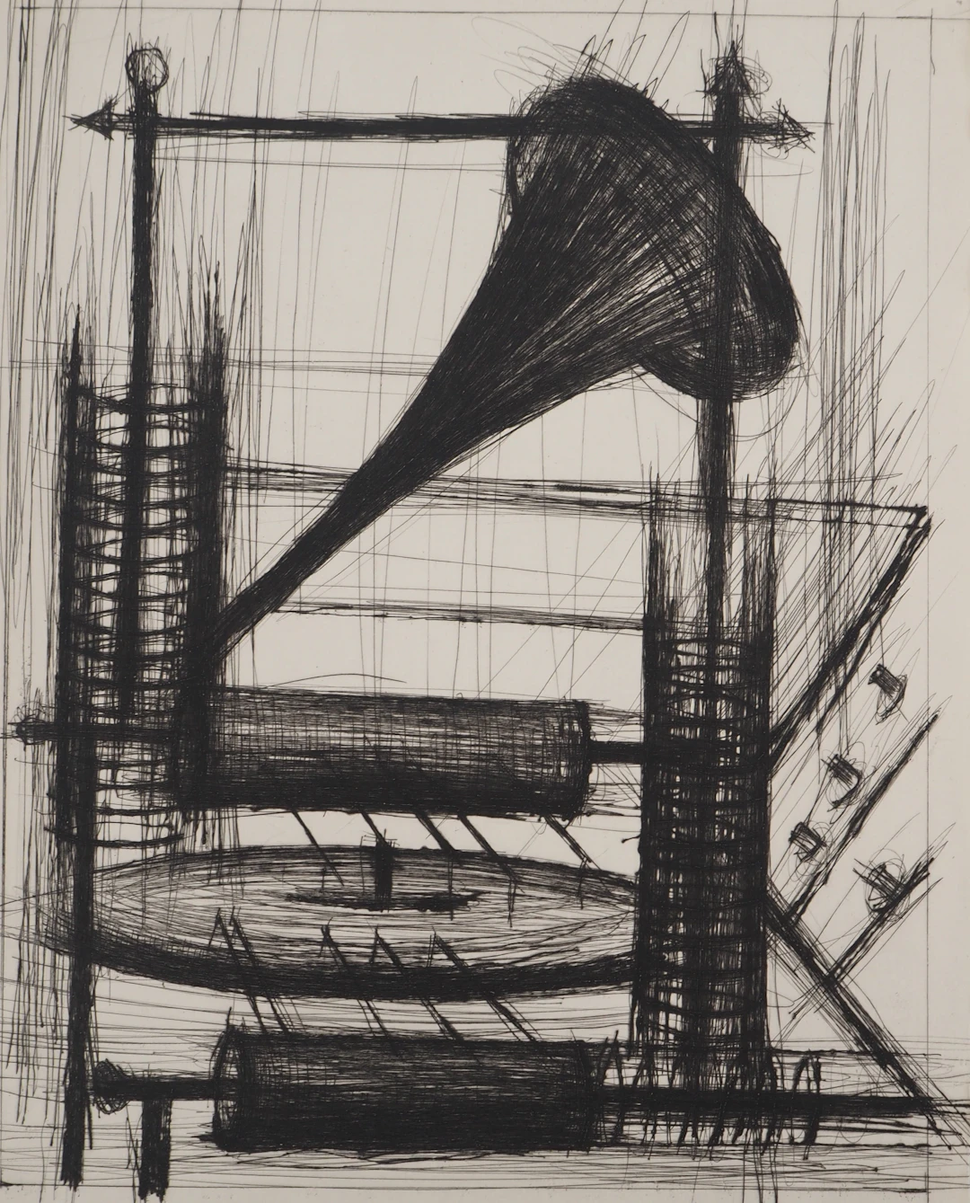 Bernard BUFFET : Le Phonographe, Gravure originale