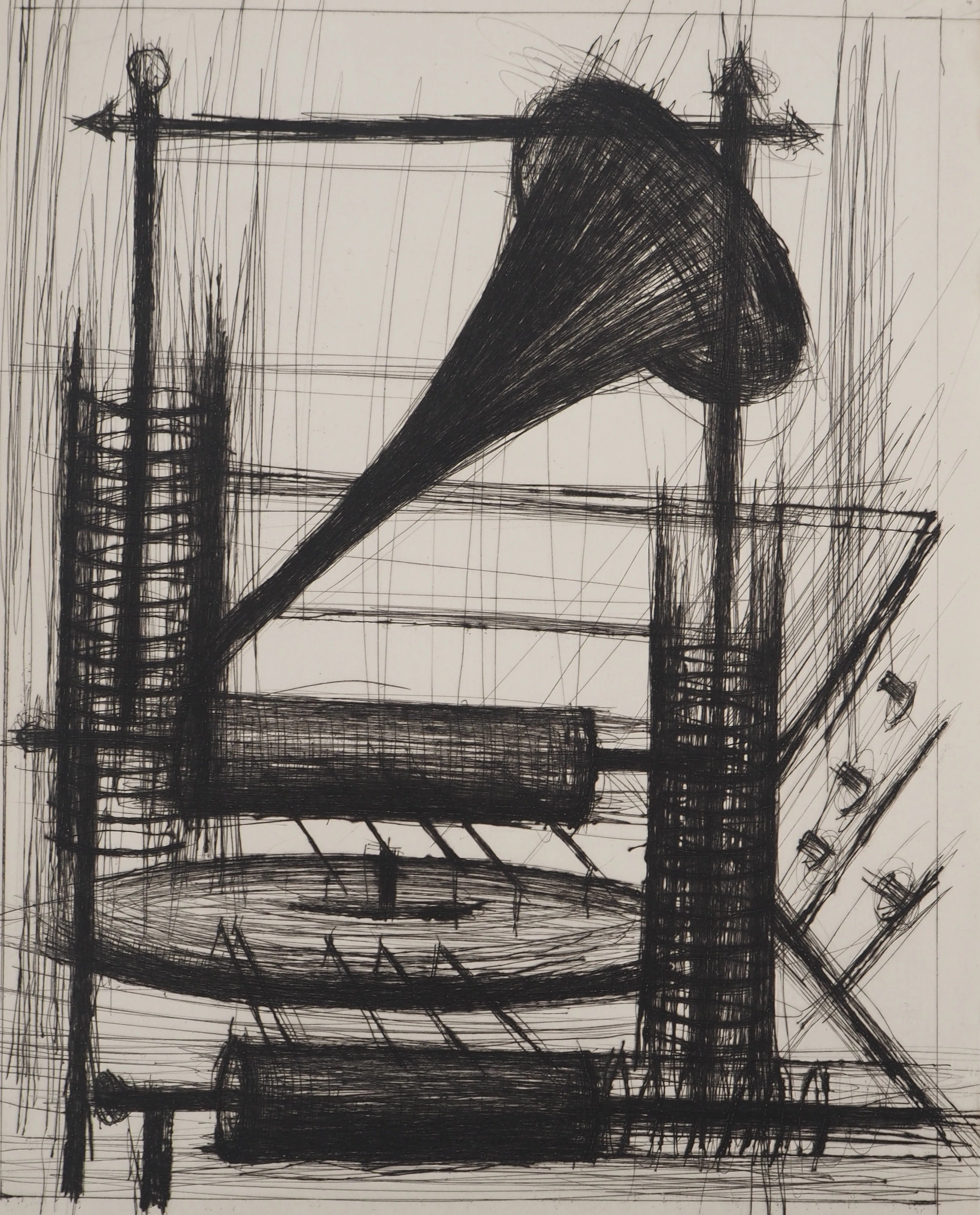 Bernard BUFFET : Le Phonographe, Gravure originale