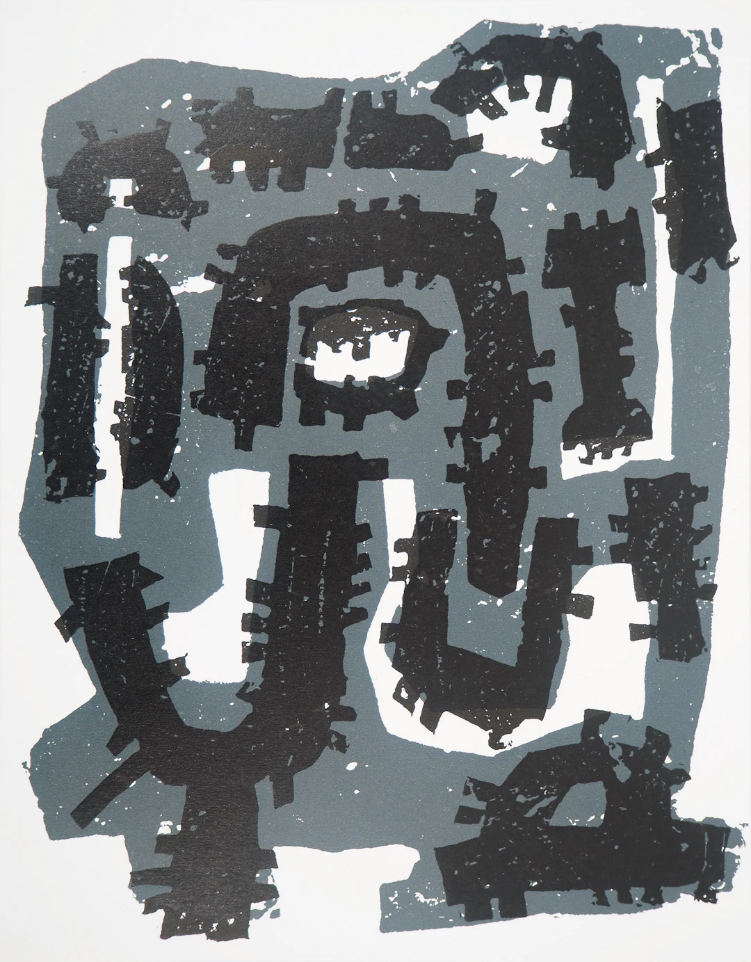 Raoul UBAC : Composition - Bois gravé original