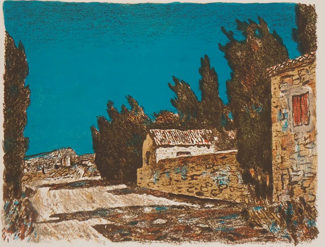 Roland Oudot - Vieux Mas en Provence - Lithographie originale signée