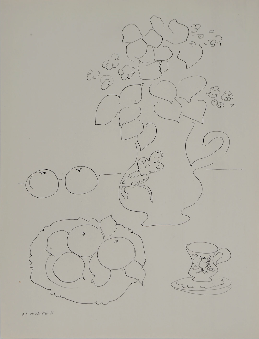 Henri MATISSE : Nature morte aux fleurs, Lithographie signée