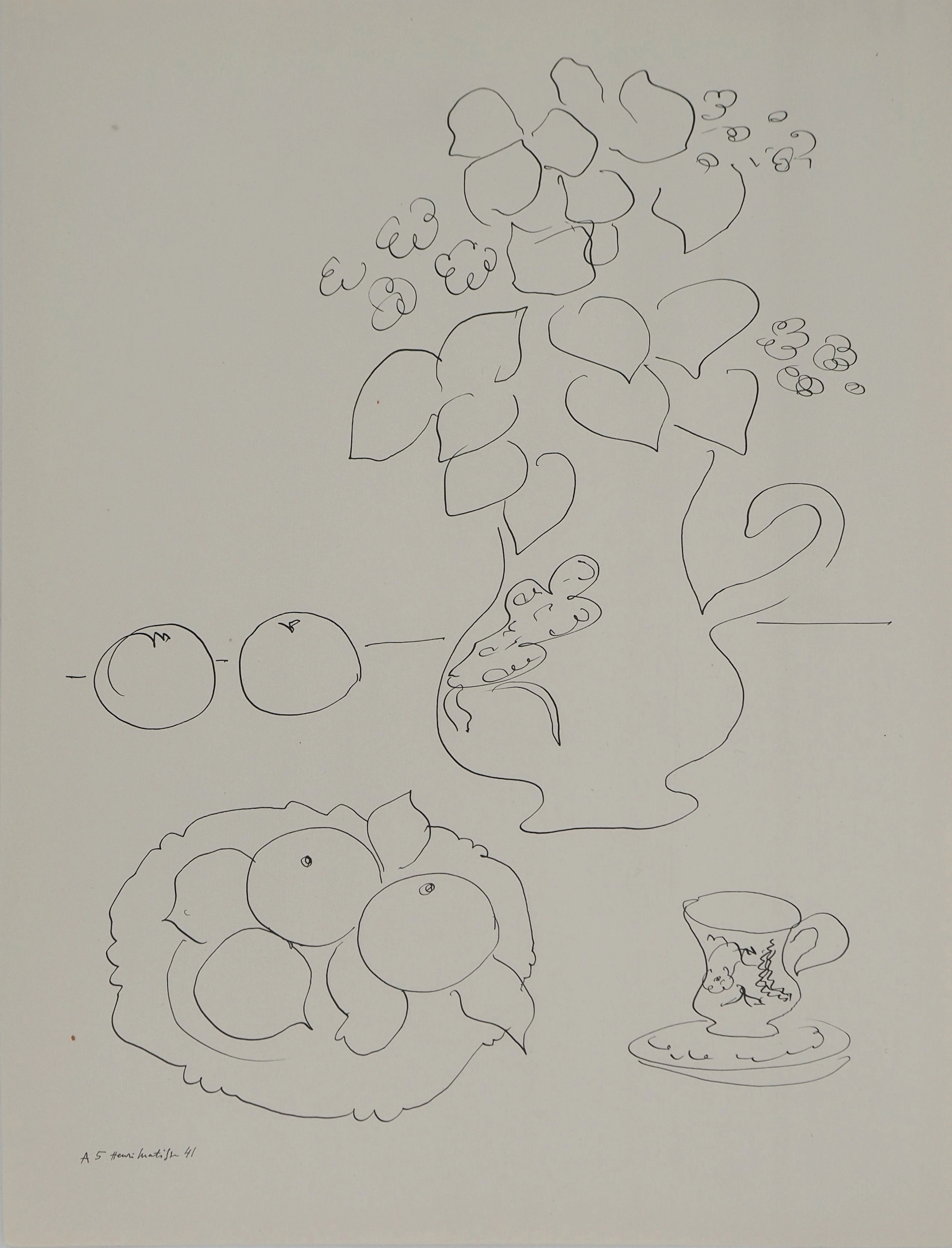 Henri MATISSE : Nature morte aux fleurs, Lithographie signée