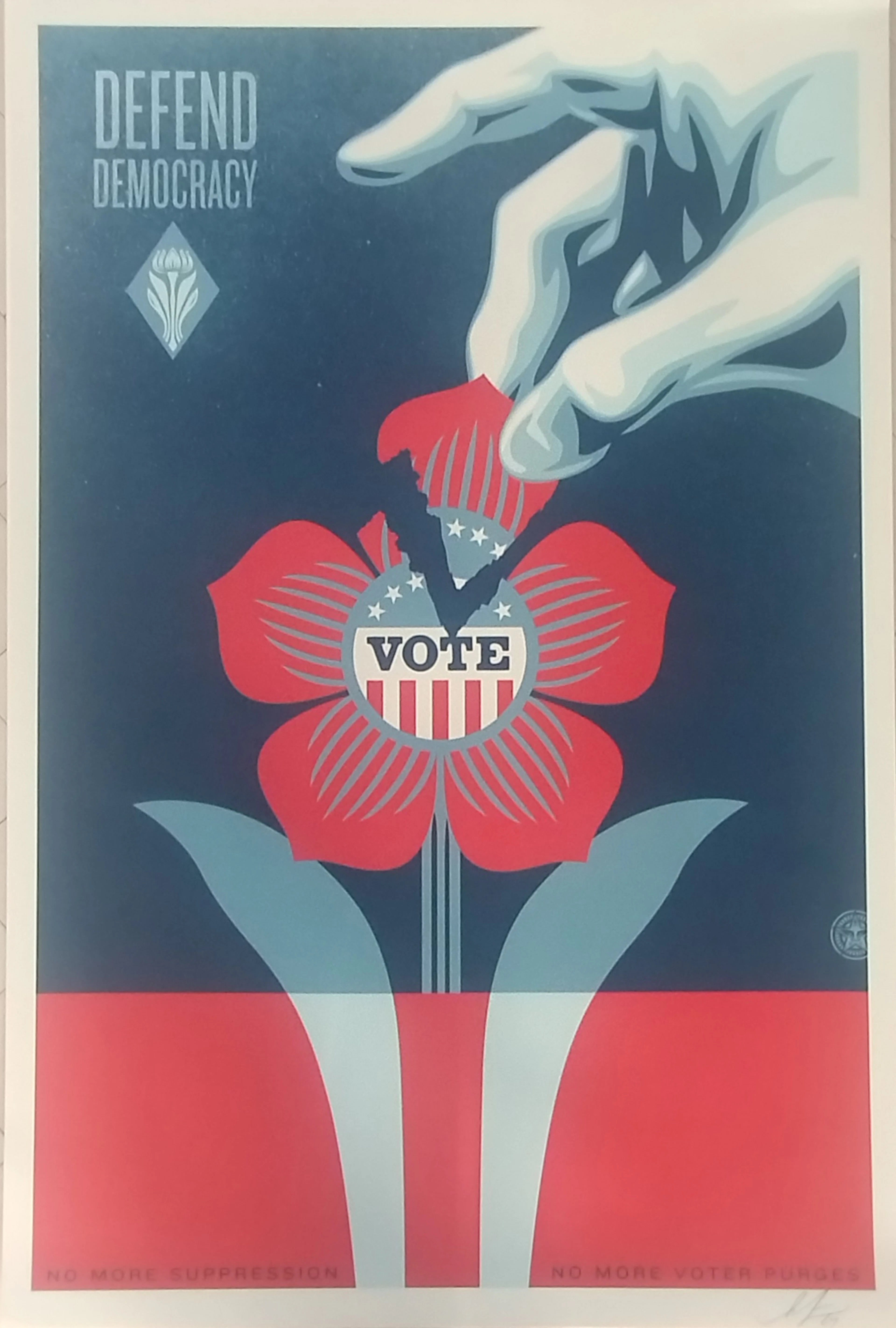 Shepard FAIREY (Obey) - Defend Democraty 2024 - Impression offset