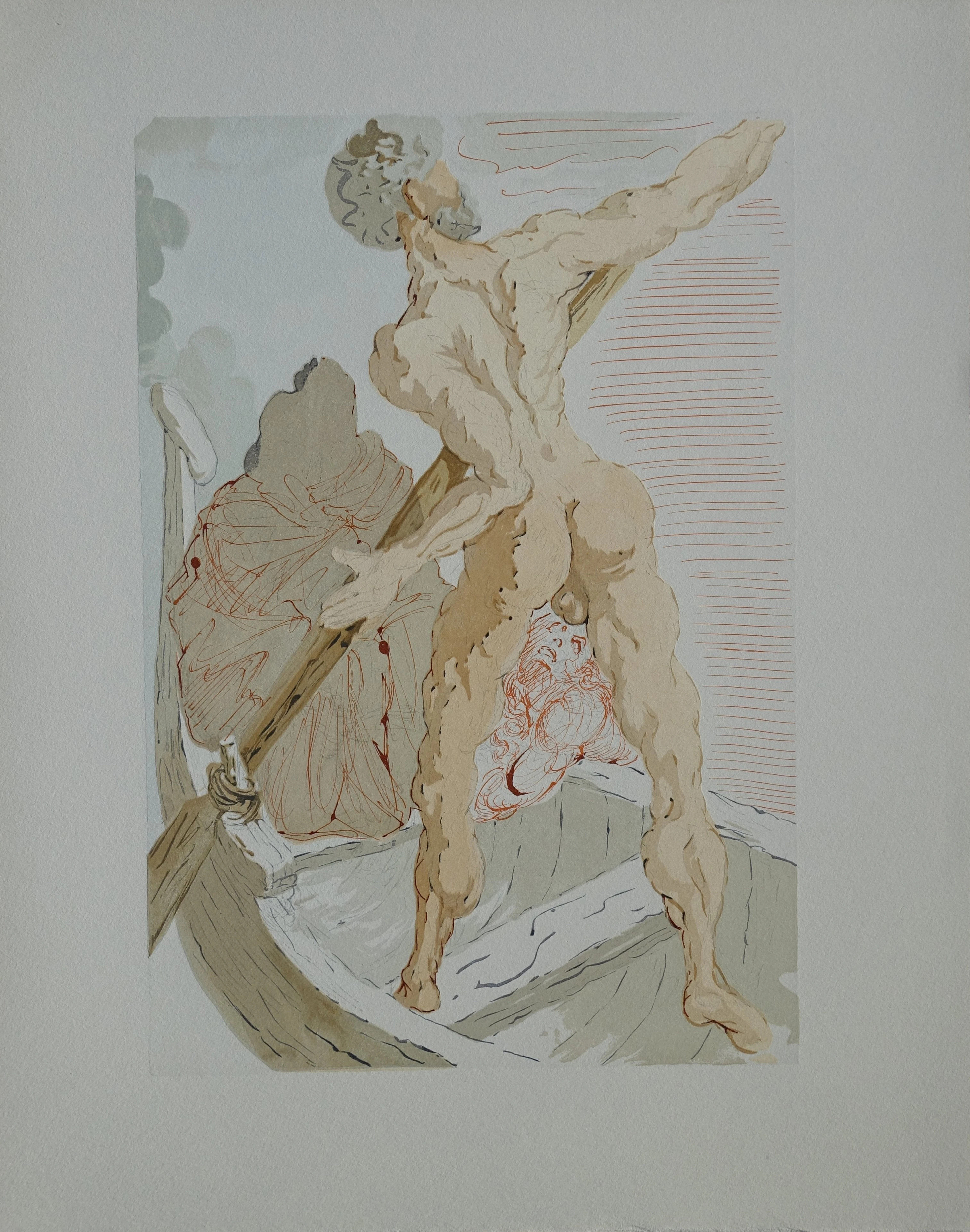 Salvador DALI : Charon et le passage de l’Achéron, Bois gravé original