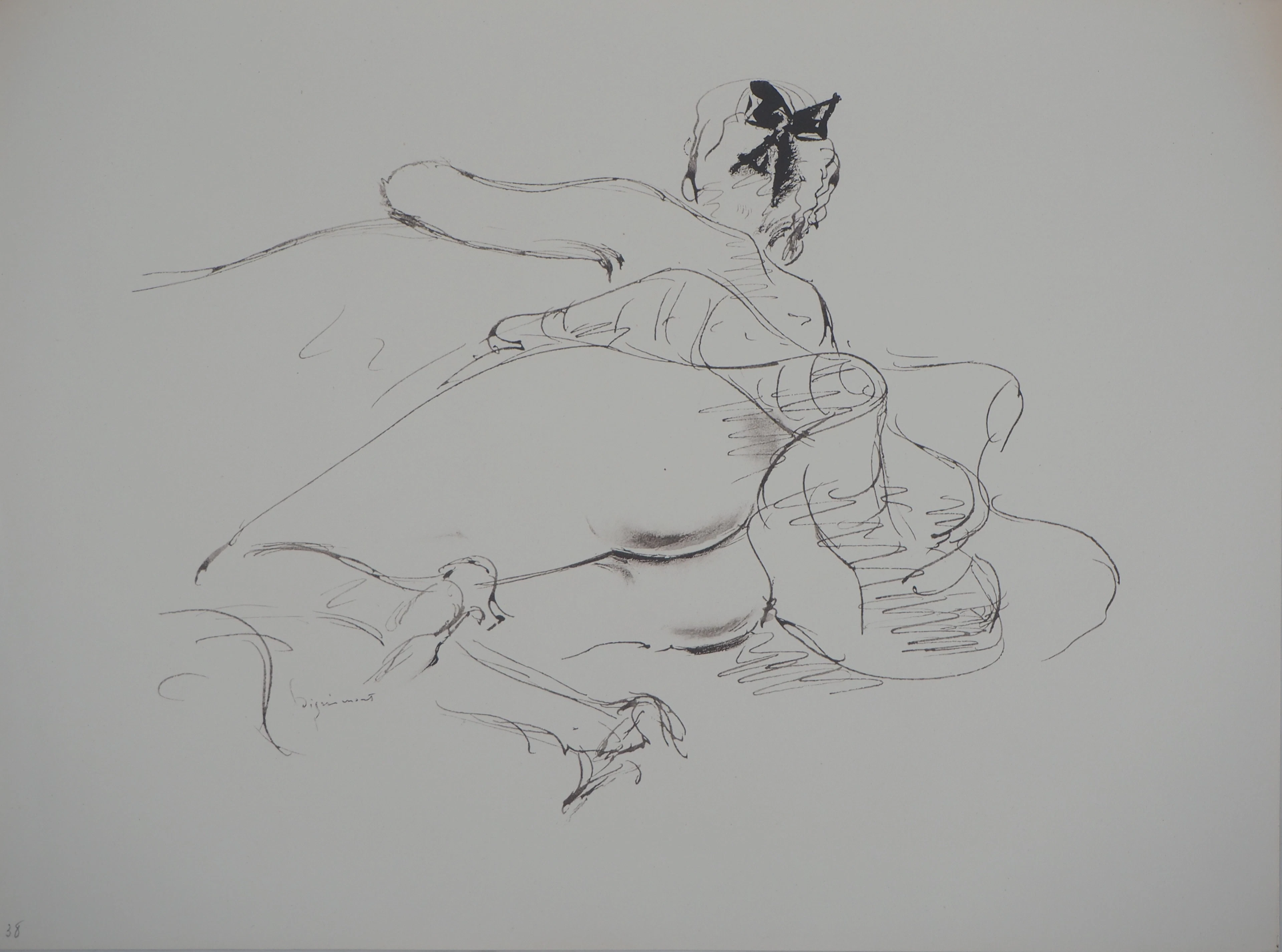 André DIGNIMONT - Le jupon relevé, 1946 - Lithographie originale signée