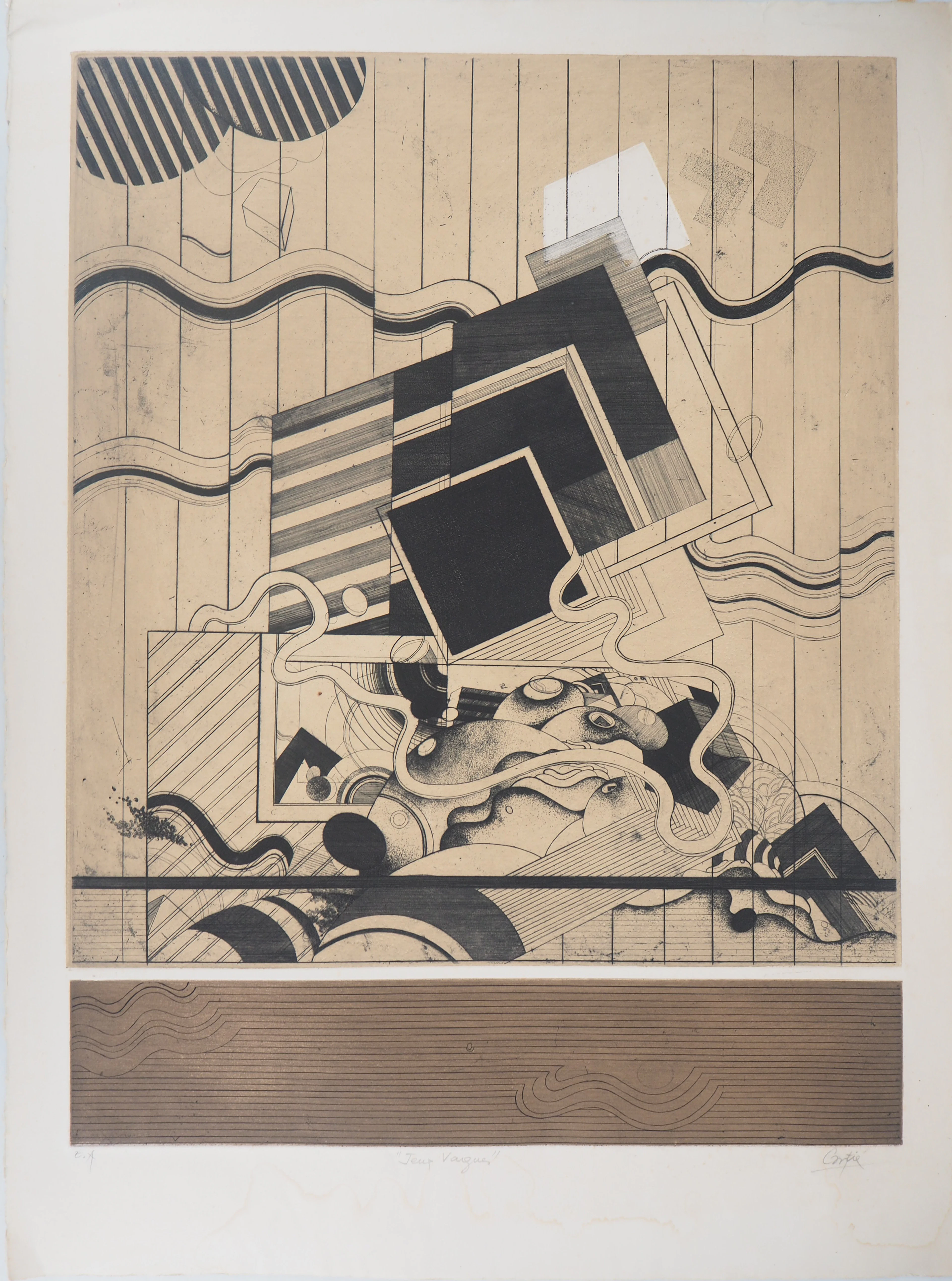 Florence CANTIE : Jeux vagues - Gravure originale signée