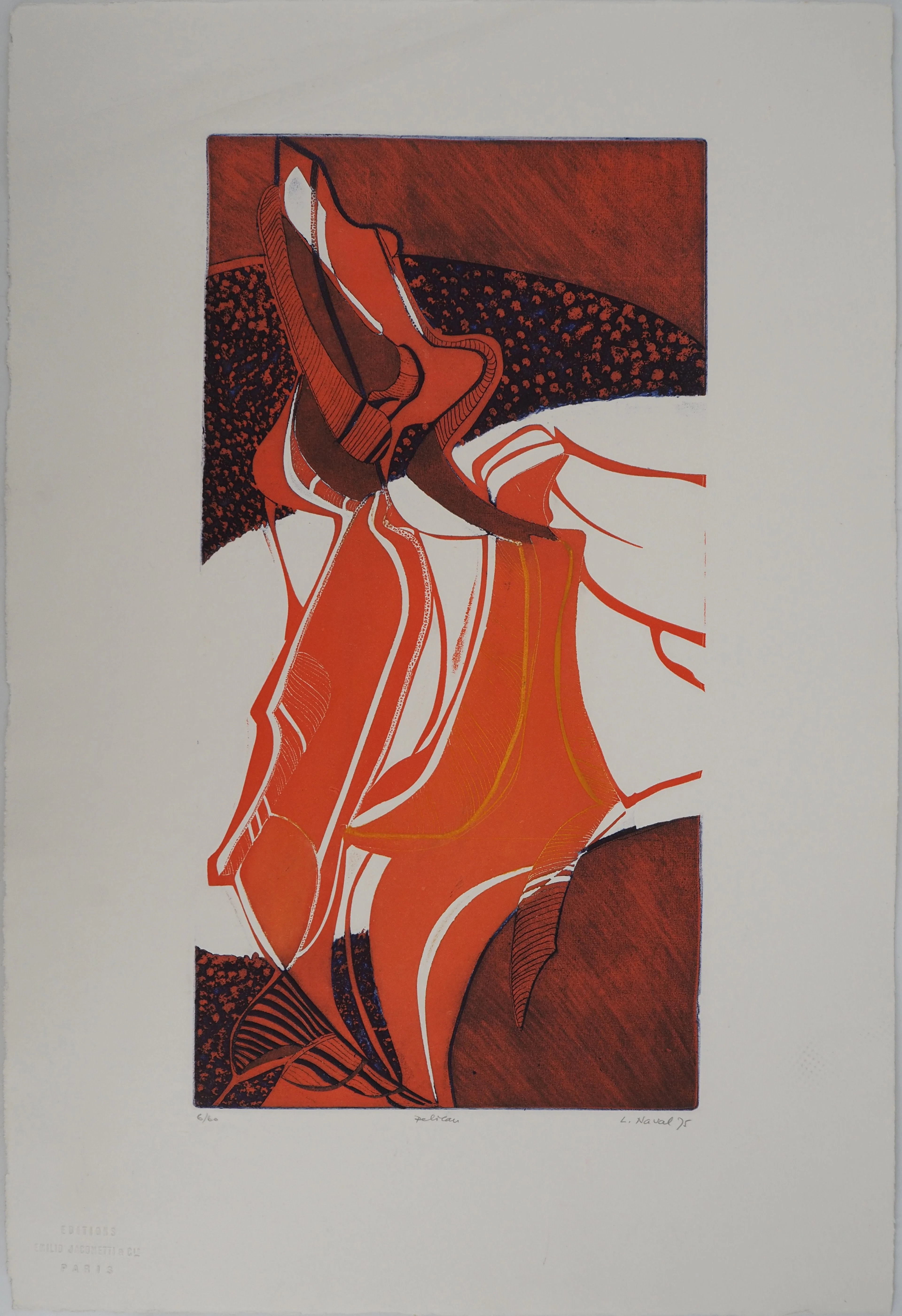 Luce NAVAL (1938), Pélican - Gravure sur cuivre originale, aquatinte Signée