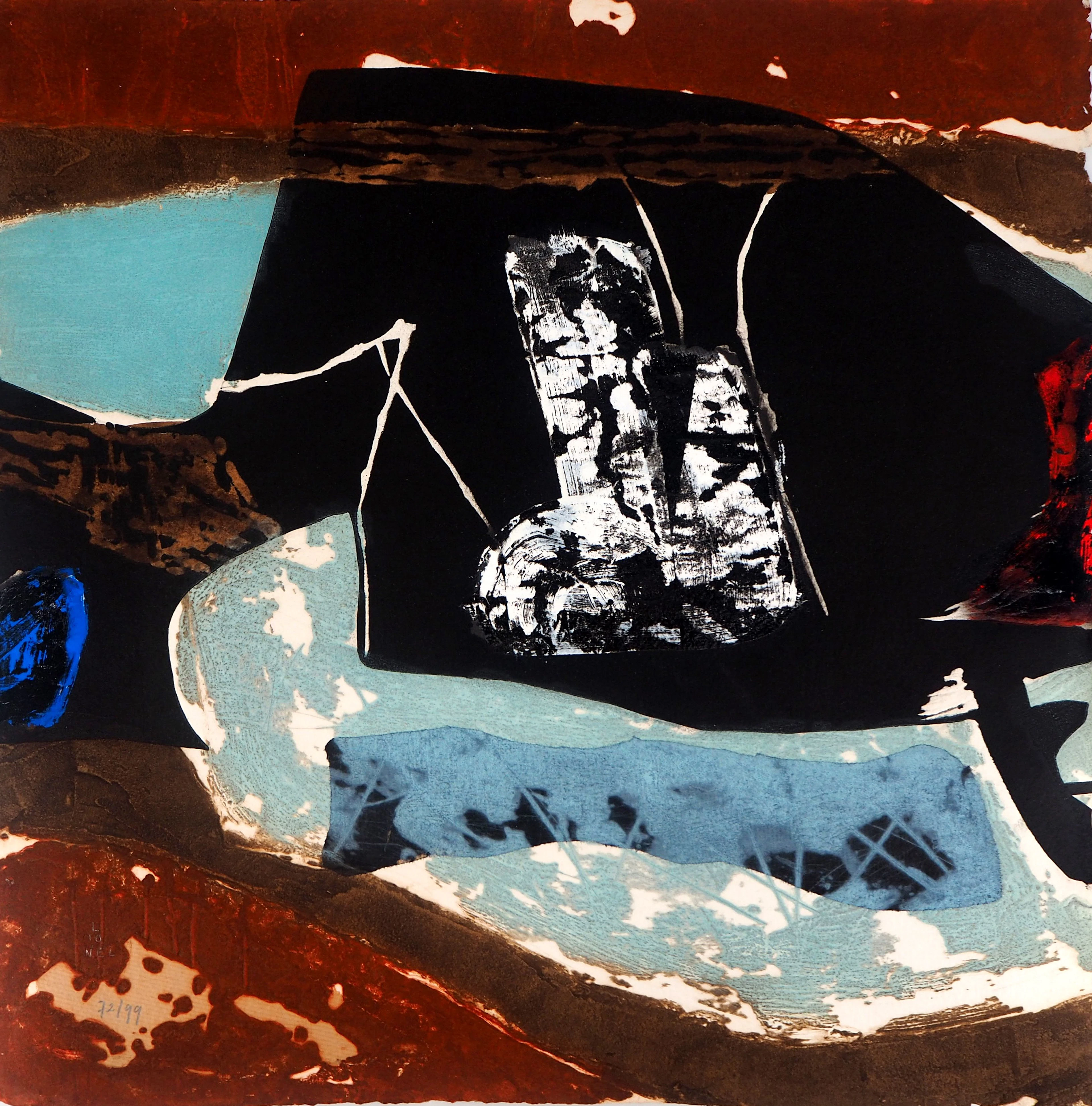 LIONEL : Composition abstraite - Gravure en carborundum