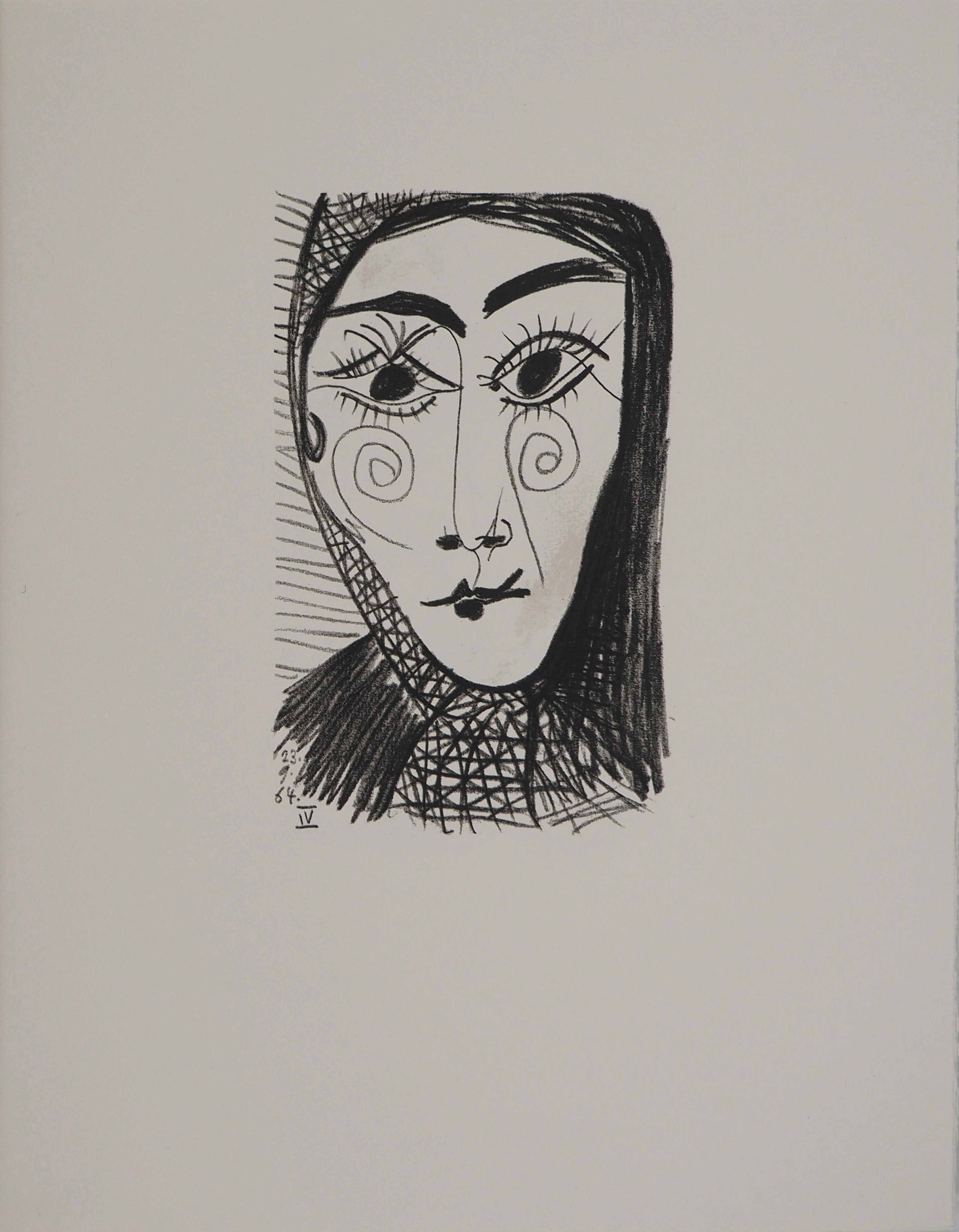 Pablo PICASSO : Le Goût du Bonheur, Jacqueline au foulard, Lithographie