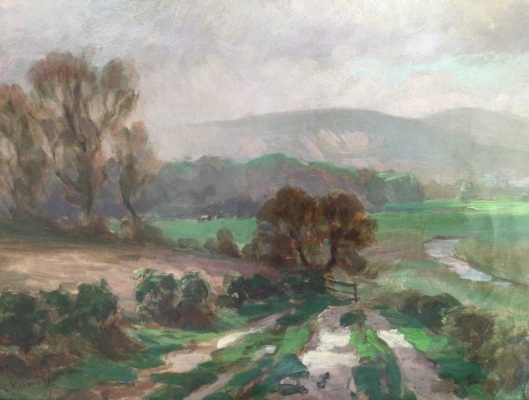 Fritz von KAMPTZ - Paysage de l’Île de Man , 1916 - Huile sur toile signée