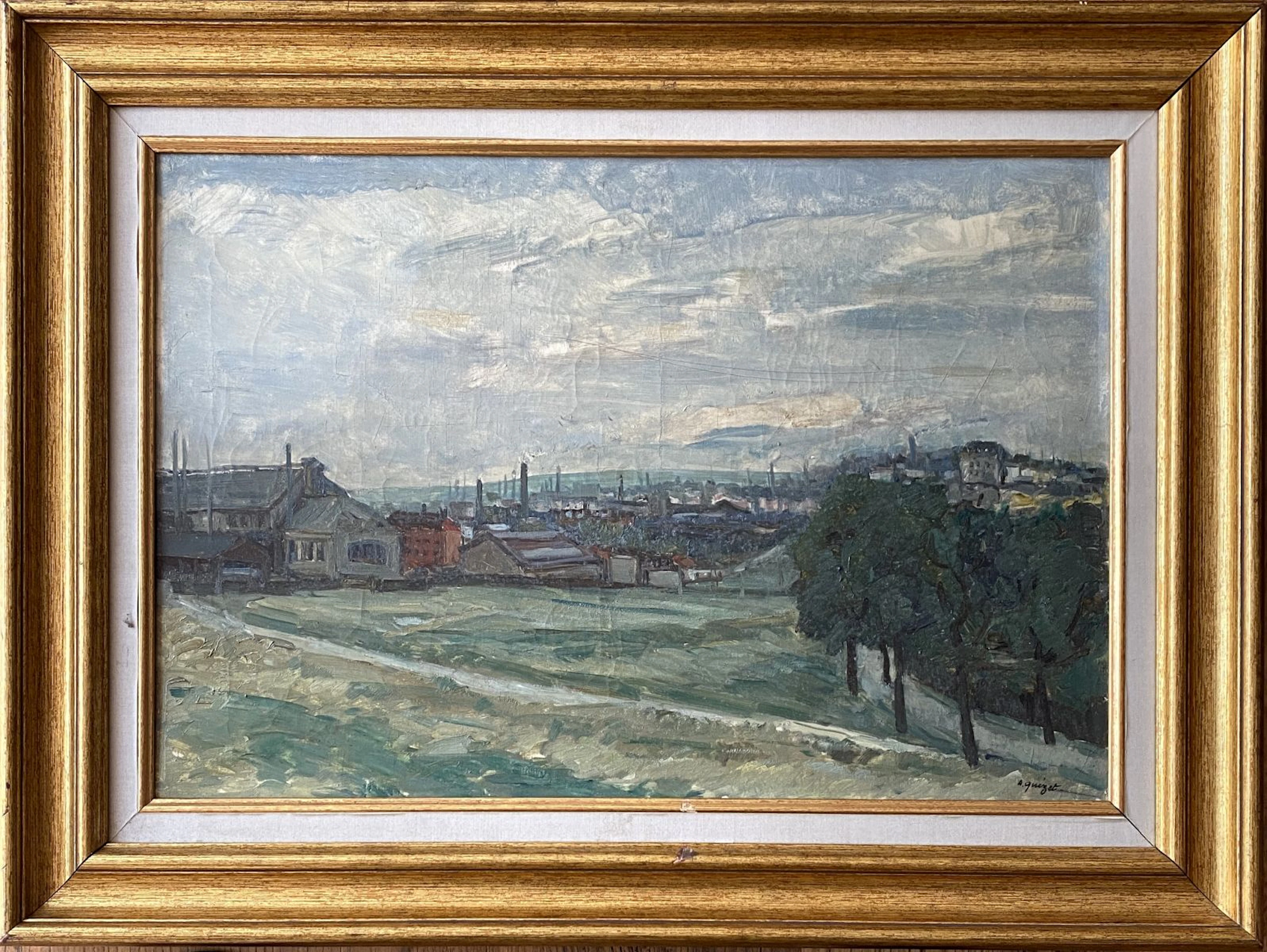 Alphonse QUIZET - Vue sur la banlieue de Paris, 1930 - Huile sur toile signée