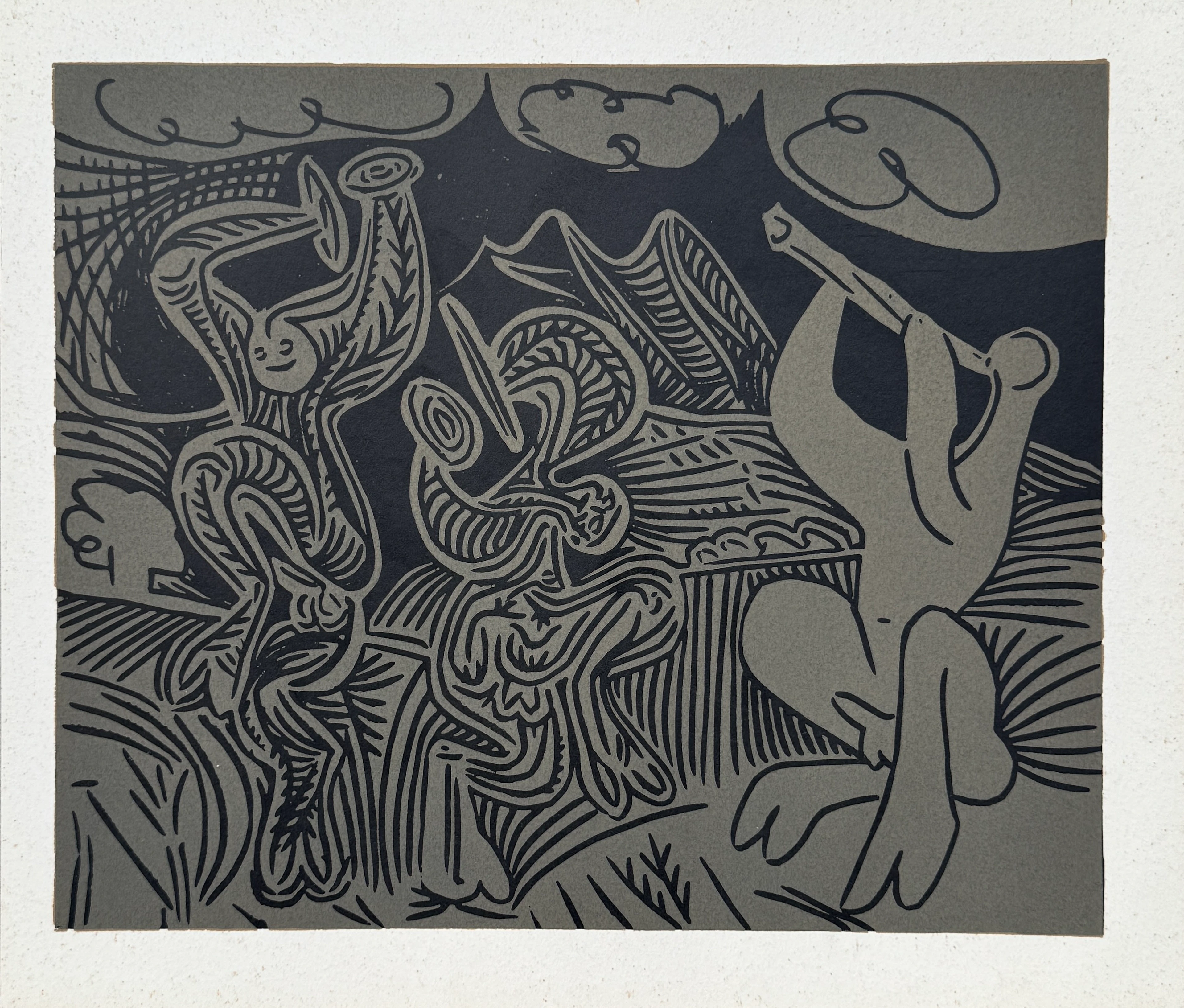 Pablo Picasso - Danseurs et musicien - Linogravure 1962